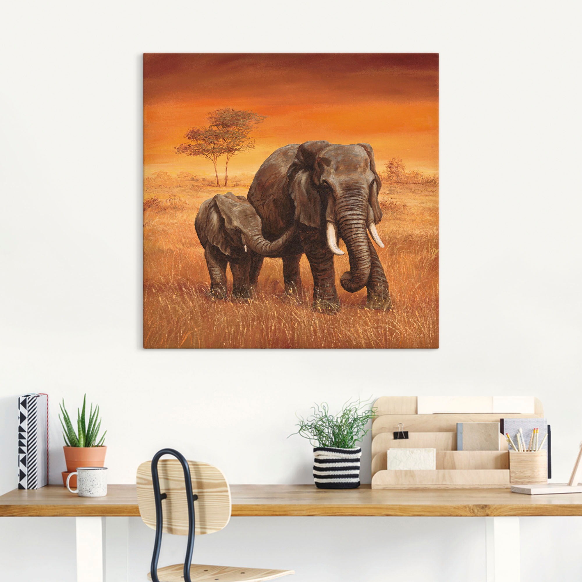 Artland Wandbild »Elefanten II«, Wildtiere, (1 St.), als Alubild, Outdoorbi günstig online kaufen