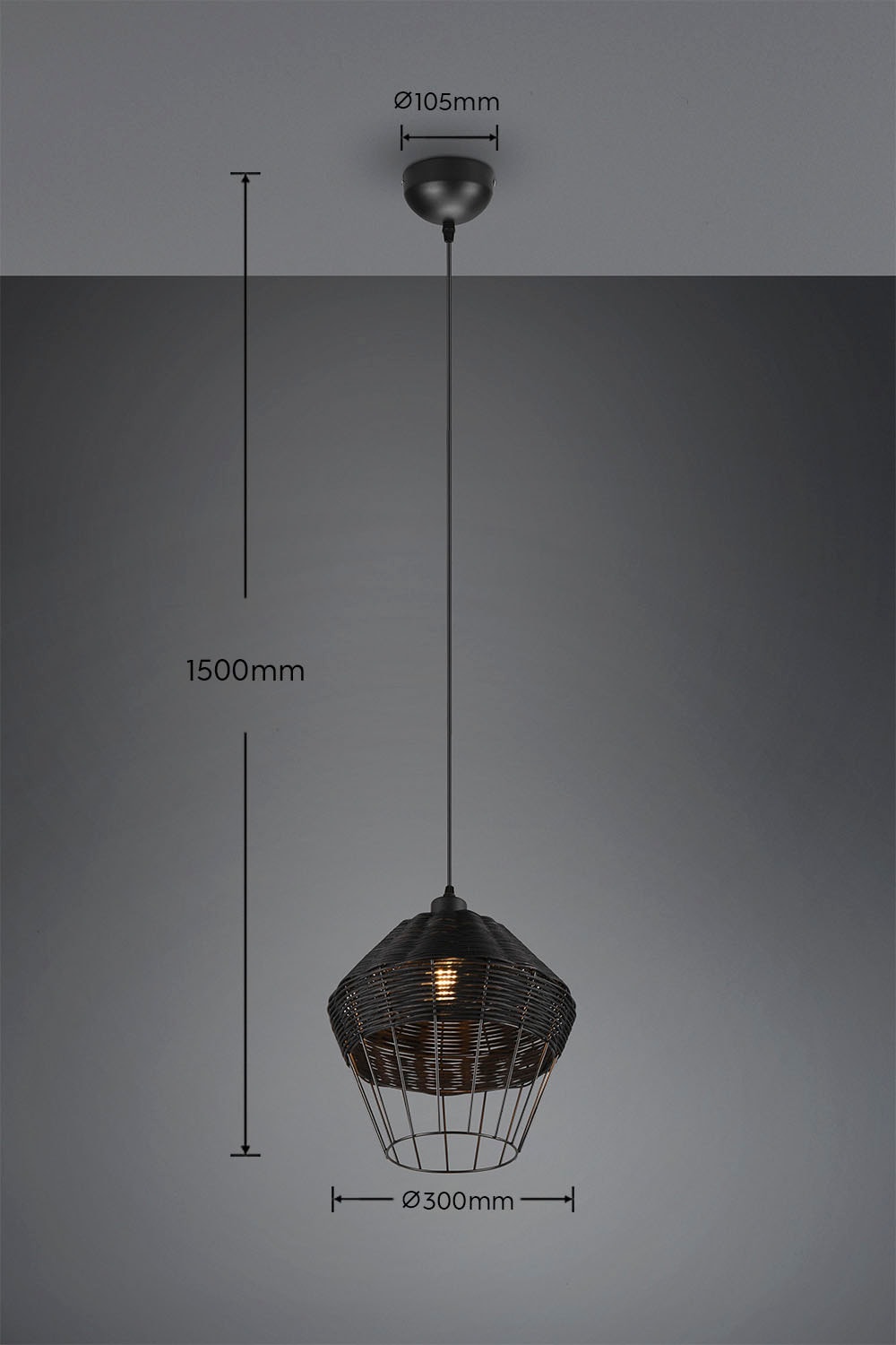 TRIO Leuchten Pendelleuchte »Borka«, 1 flammig, Leuchtmittel E27 | ohne Leuchtmittel, Boho Hängelampe aus Rattan 1-flammig exkl E27 max 40W höhenverstellbar