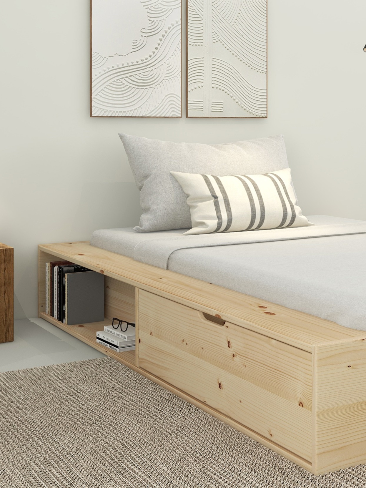 Home affaire Stauraumbett »Erno, Massivholzbett, Futonbett, 275KG belastbar«, (Breite/ Belastbarkeit: 120cm/275 KG, 180cm/275 KG), mit Lattenrost, Massivholz, FSC® zertifiziert, viel Stauraum + Ablagen