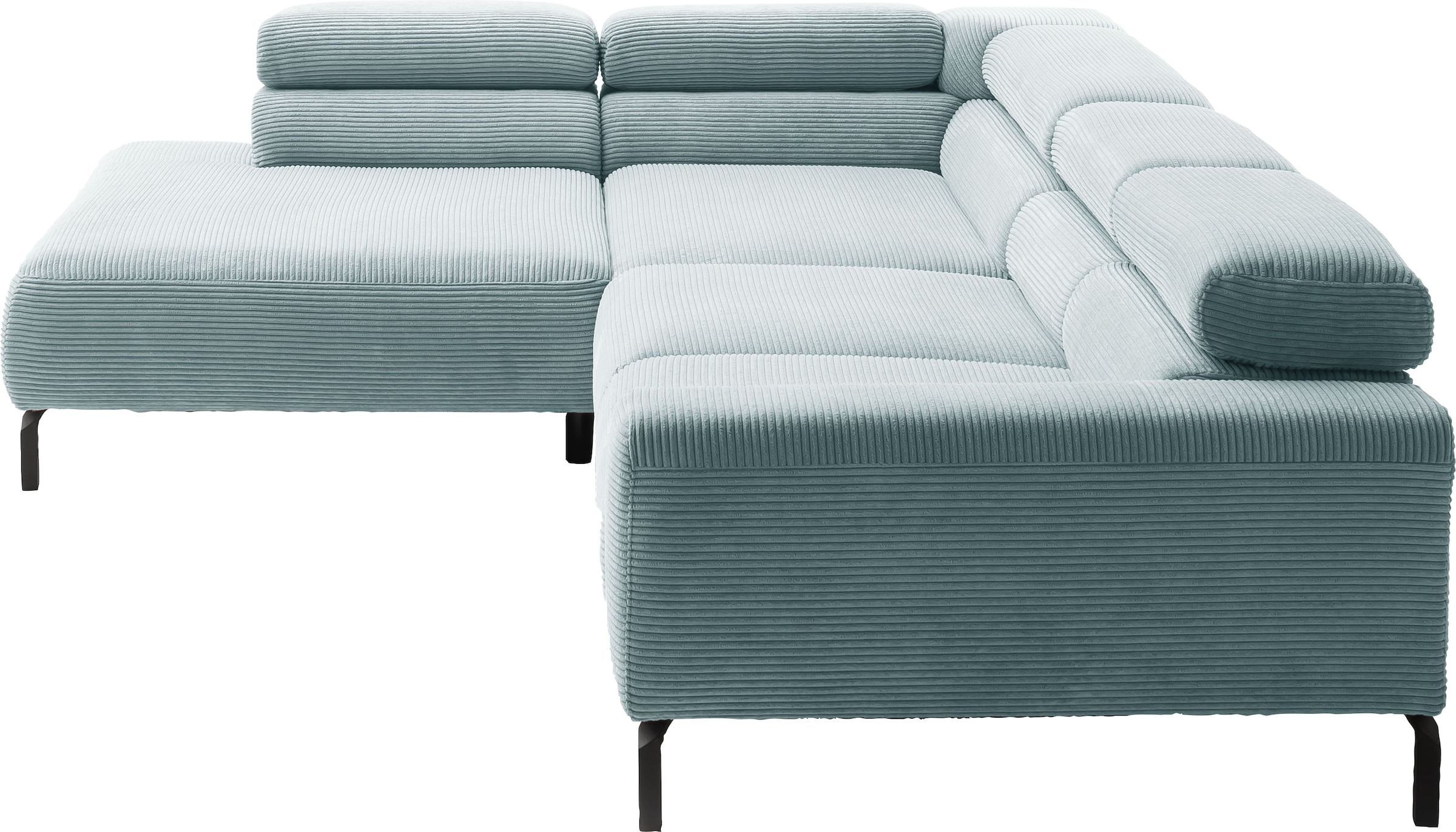 Home affaire Ecksofa »Antonelli, L-Form,  incl. Kopfteilverstellung, Breite 312 cm« ohne Sitztiefenverstellung, in Cord, bleu