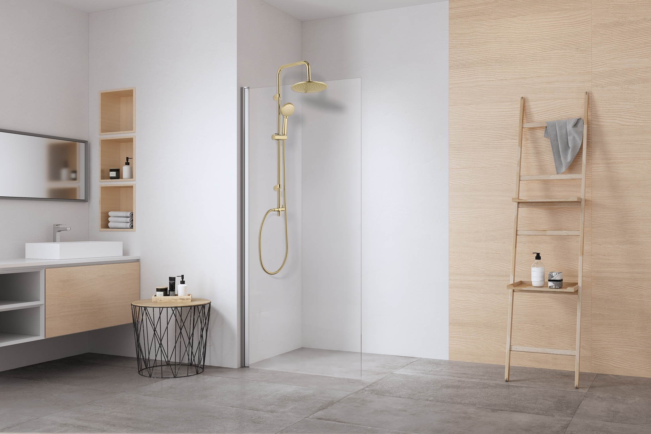 WENKO Duschsystem »Young Line« Komplett-Set, 7 Stk. tlg. Duschstange mit Halter, Handbrause, Regenduschkopf & Duschschlauch