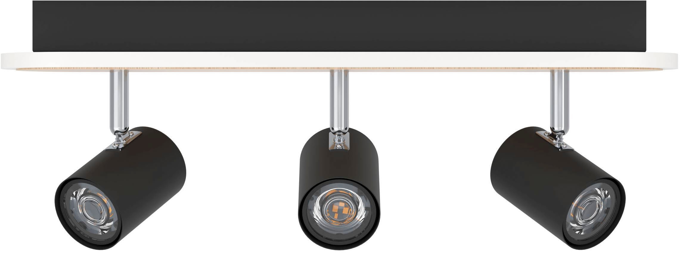 EGLO Deckenleuchte »Rimbocchi Deckenlampe, Metall und Holz-Optik, Spotbalke günstig online kaufen