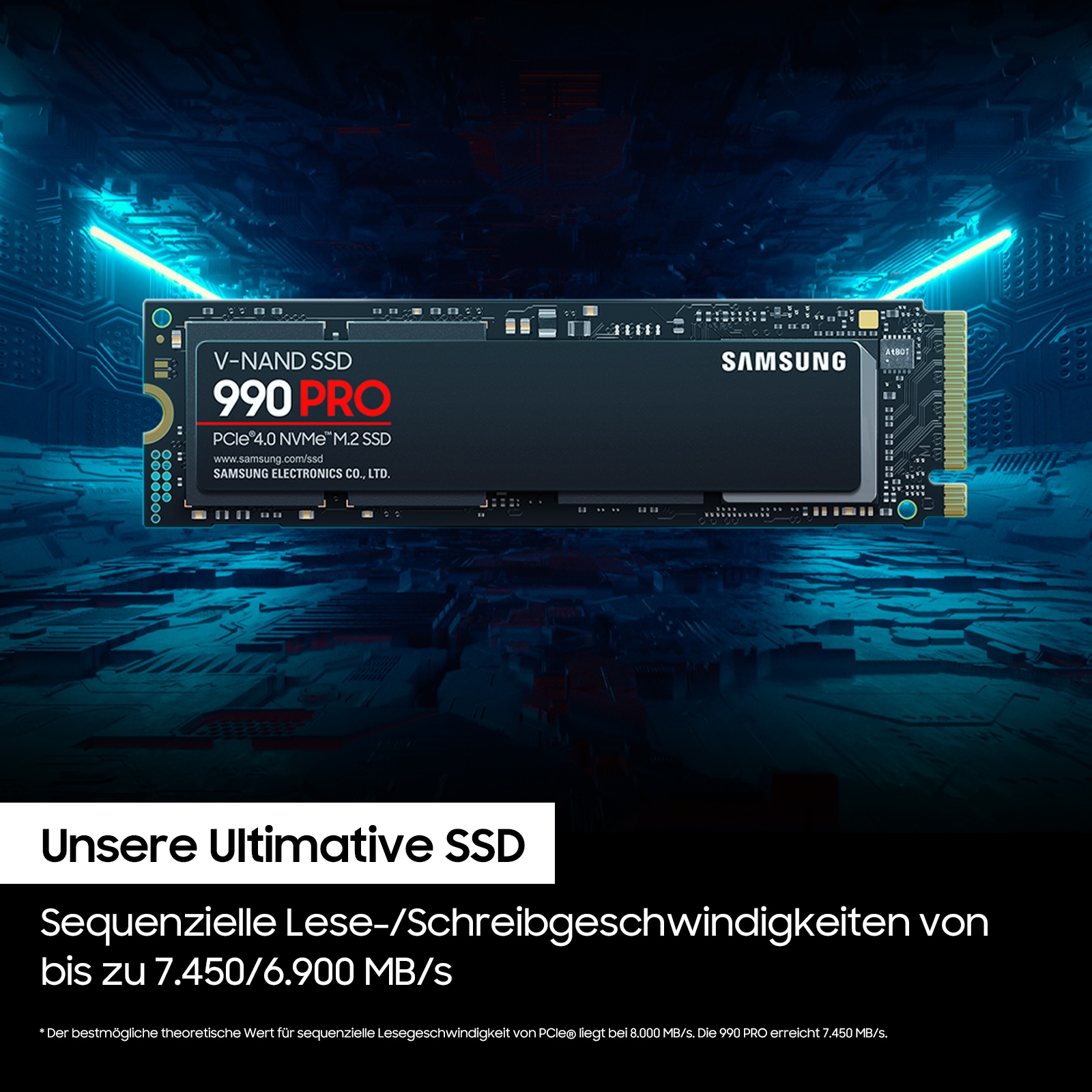 Samsung interne SSD »990 PRO NVMe™ M.2« 1 TB Anschluss PCIe Gen 4.0 x4
