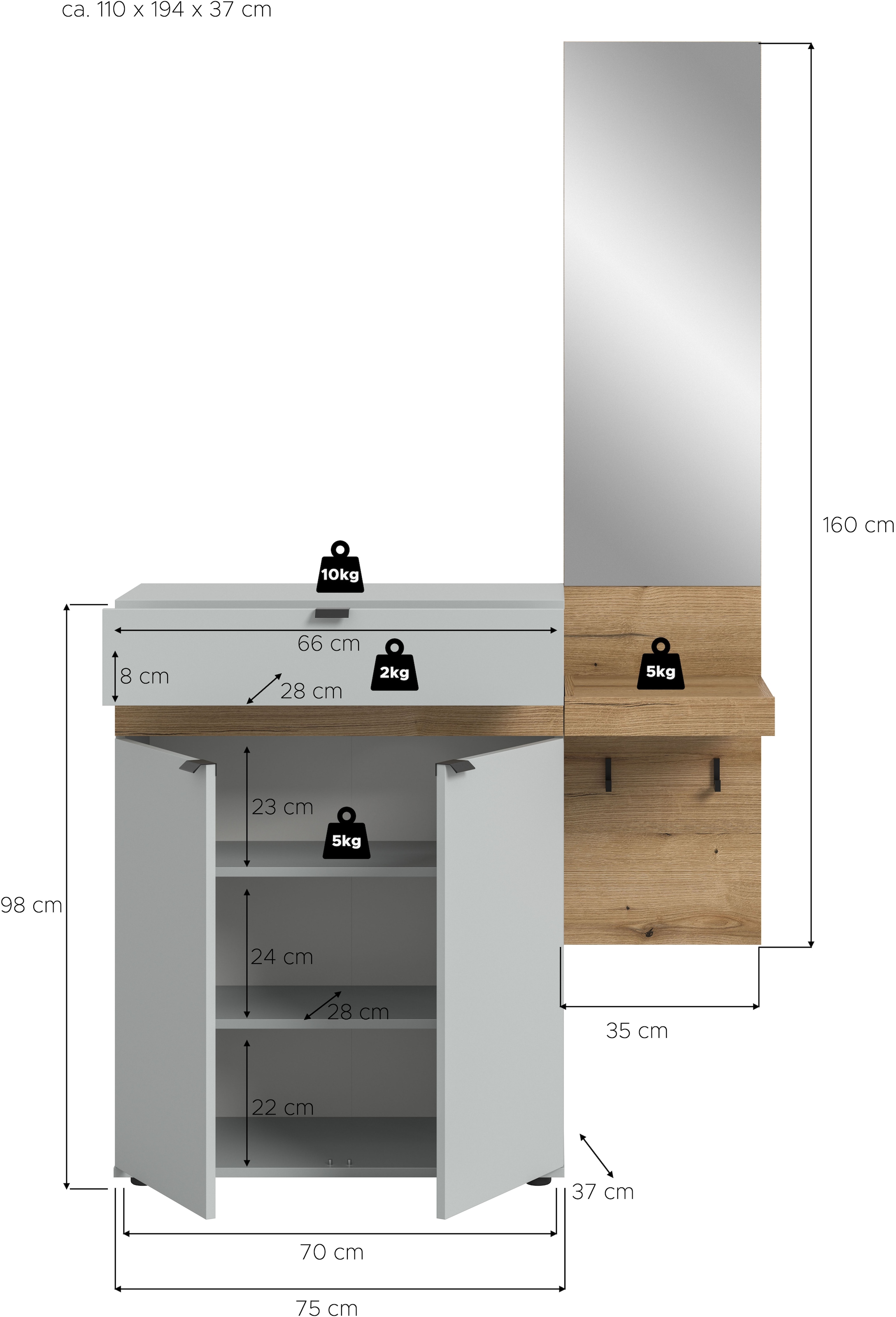 INOSIGN Garderoben-Set »Oran« Set, 2 Stk. tlg.