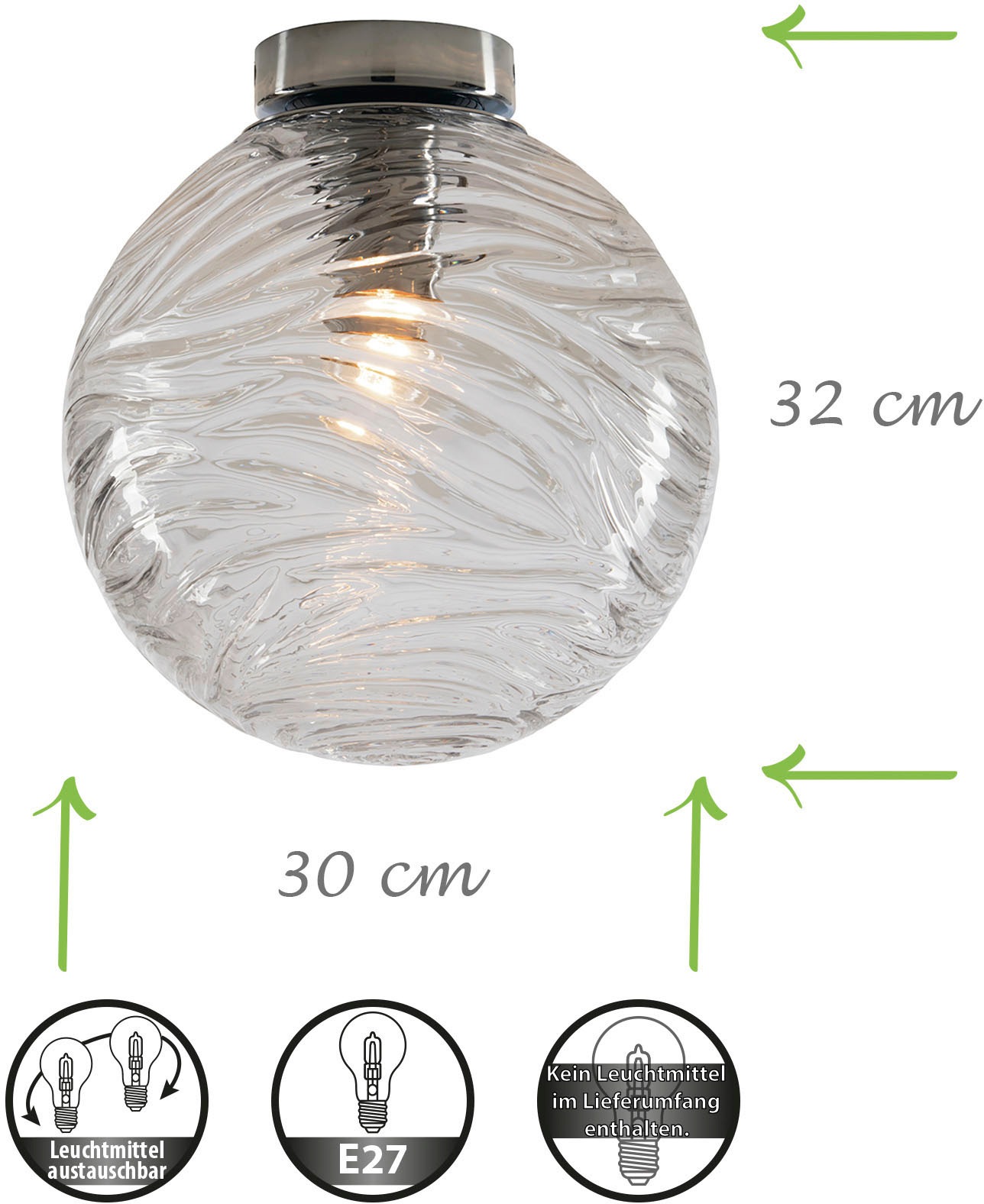 ECO-LIGHT Hängeleuchte »Nereide«, Leuchtmittel E27 | Leuchtmittel wechselbar, hochwertiges Glas