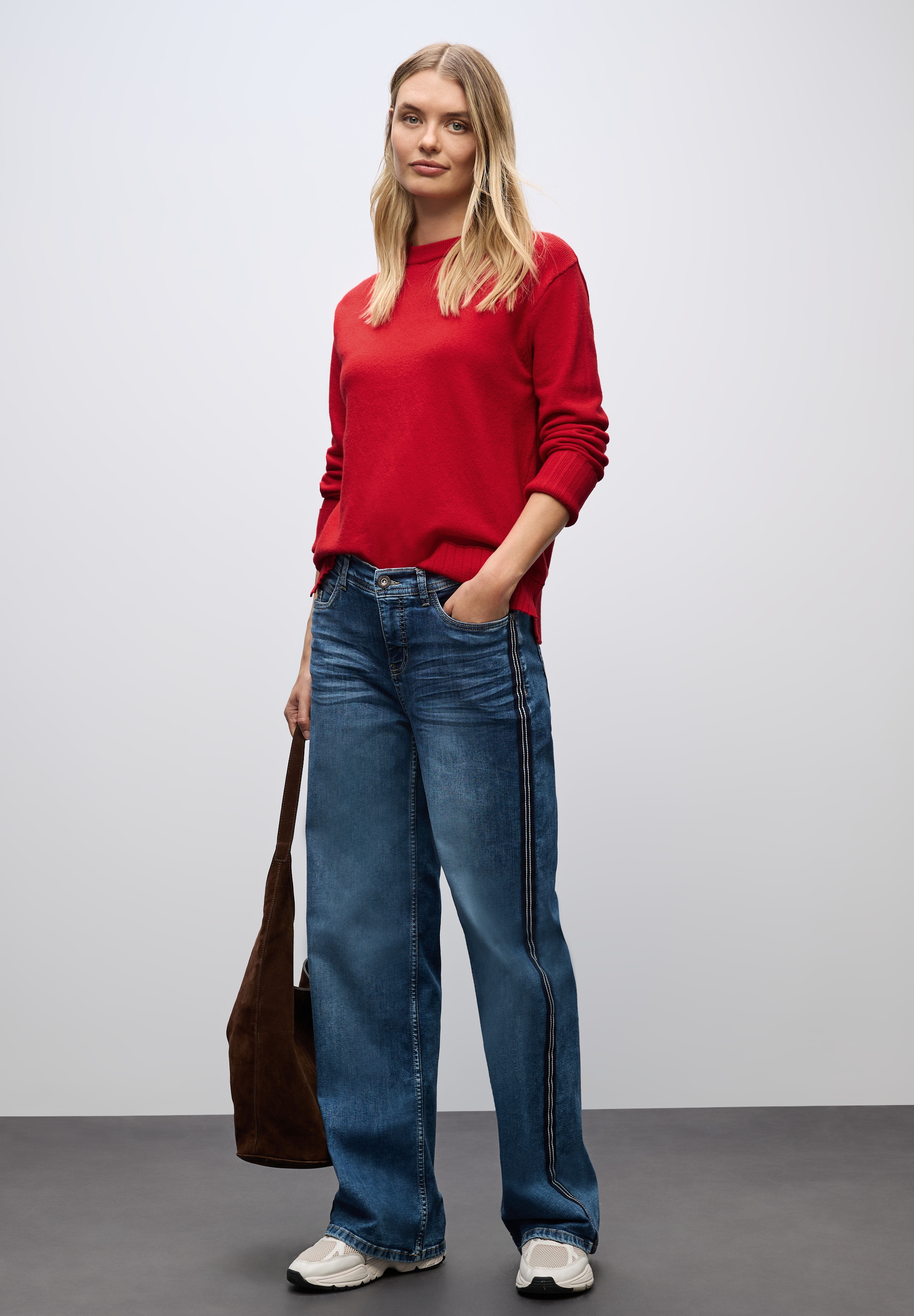 STREET ONE Rundhalspullover mit Rippbündchen