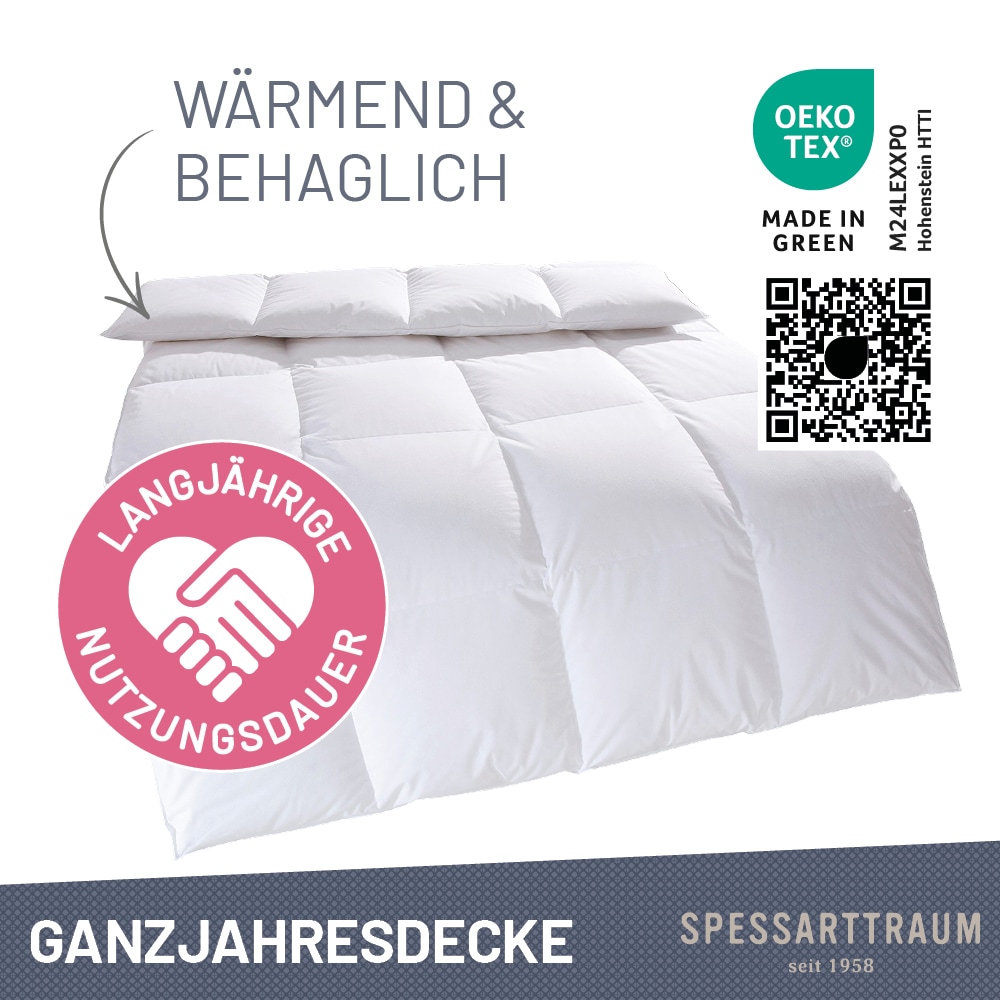 SPESSARTTRAUM Gänsedaunenbettdecke »Premium****, hergestellt in Deutschland«, Füllung 100% Gänsedaunen, Klasse 1, Downpass zertifiziert, Bezug 100% Baumwolle, nachhaltig (Made in Green), Hausstauballergiker geeignet, (1 St.)