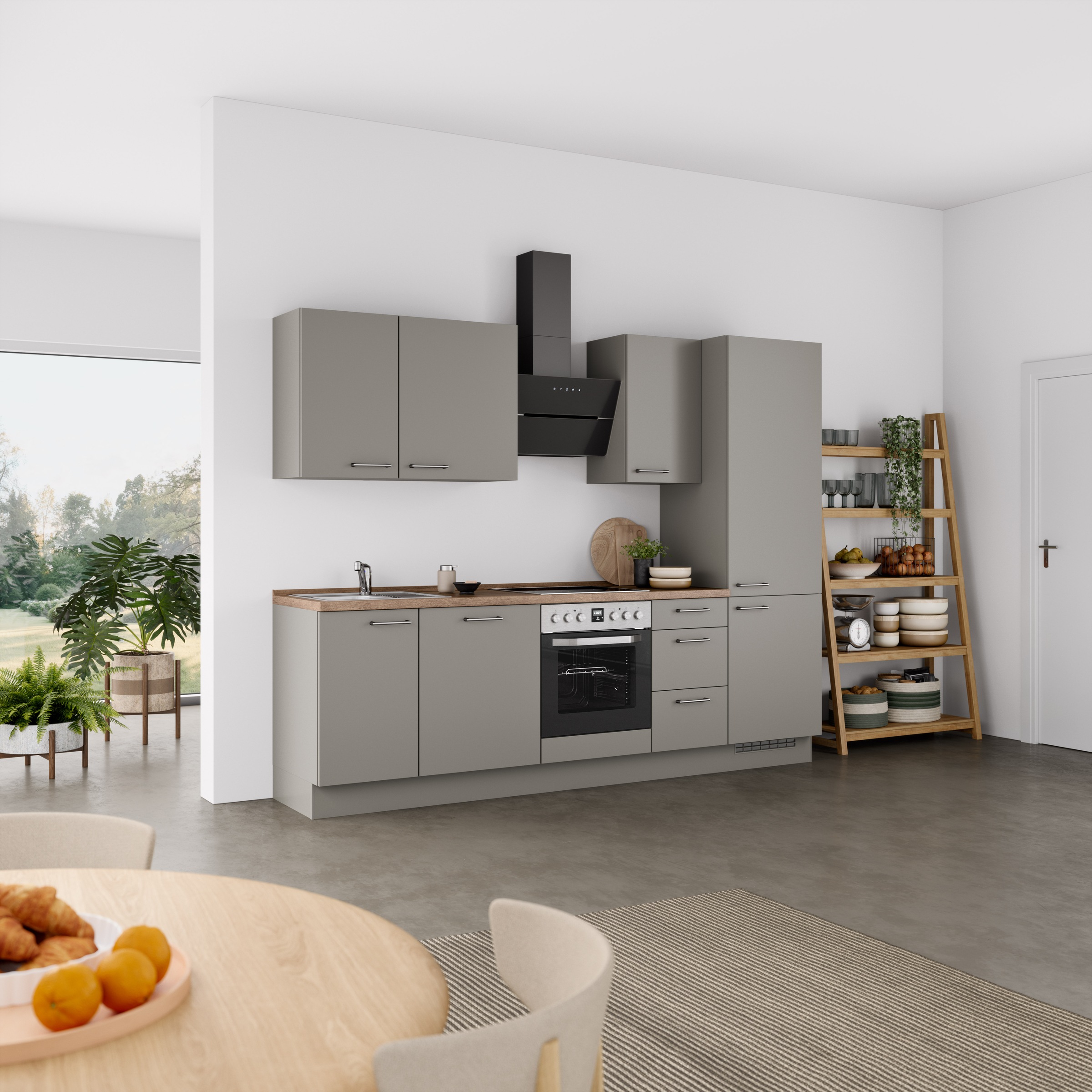 nobilia® Küchenzeile »"Laser II"«, vormontiert, Ausrichtung wählbar, Breite 270 cm, wahlw. mit E-Geräten