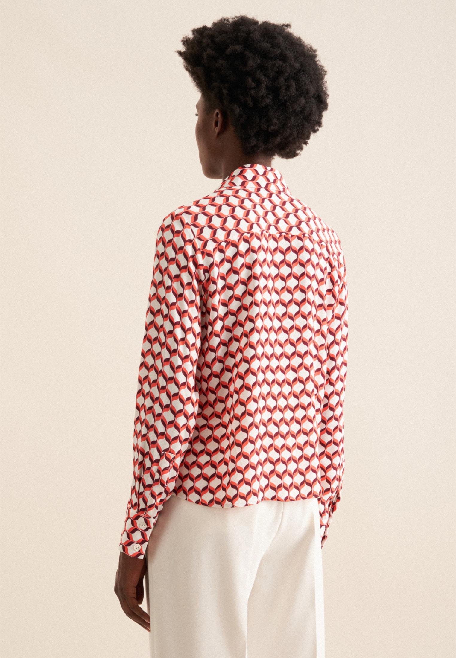 seidensticker Hemdbluse »Schwarze Rose« Langarm Kragen Geometrische Muster