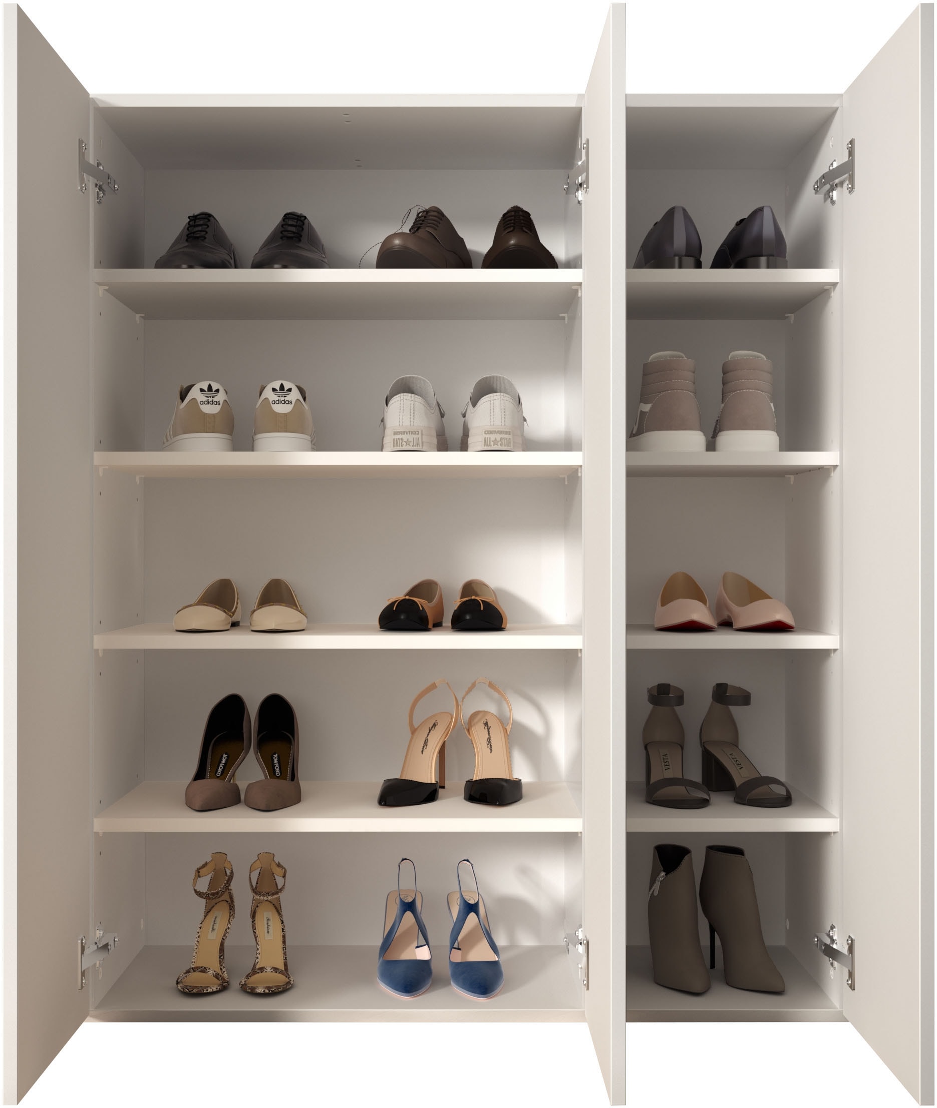 INOSIGN Schuhschrank »SMILE Breite 95 cm, Höhe 114 cm, Schuhregal mit 5 Ebenen,«, Schuhkommode in Weiss Hochglanz Lack