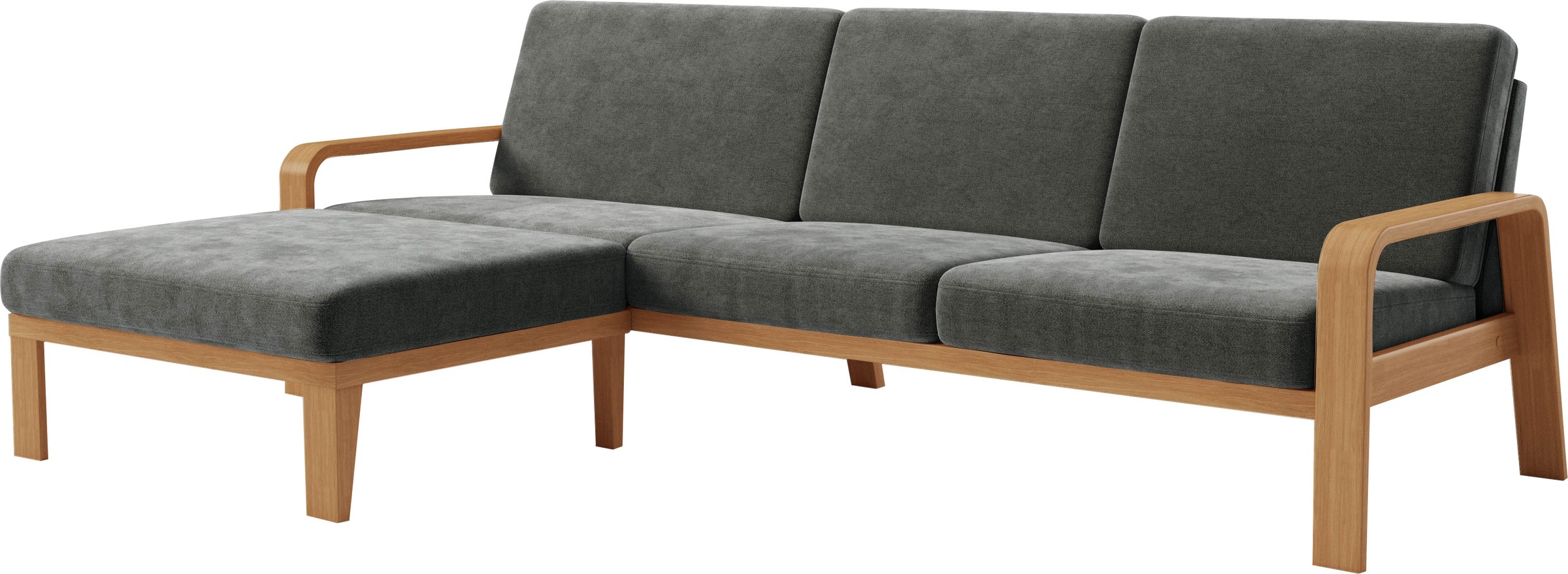 sit&more Ecksofa »Kolding L-Form«, Armlehnen aus eichefarbigem Buchenholz, verschiedene Bezüge und Farben