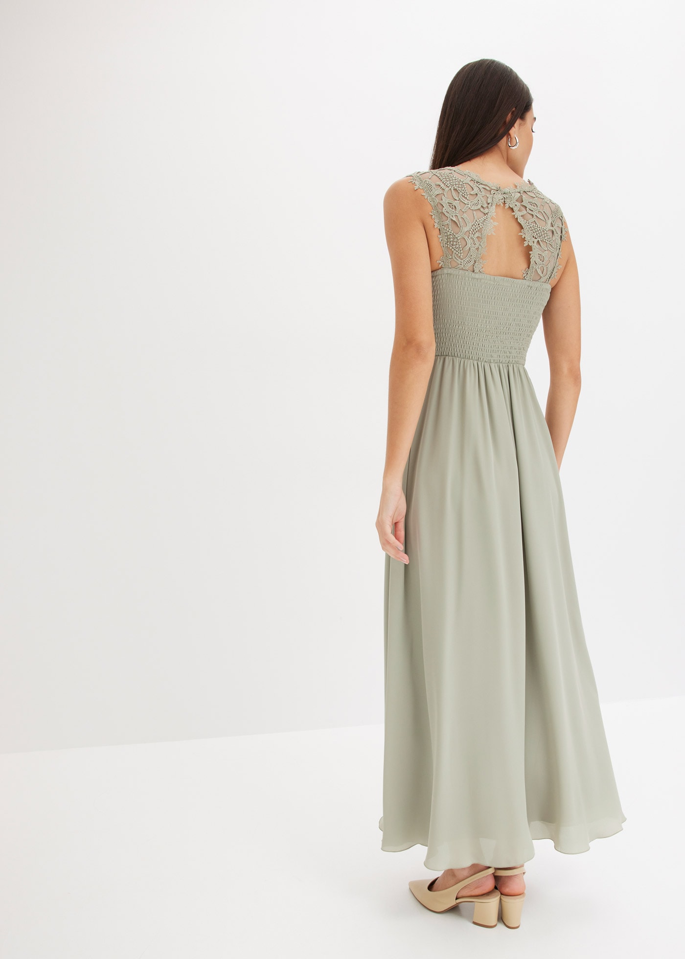 bonprix Maxikleid »Maxikleid mit Spitze« für festliche Anlässe, vollständig gefüttert, taillierte Passform