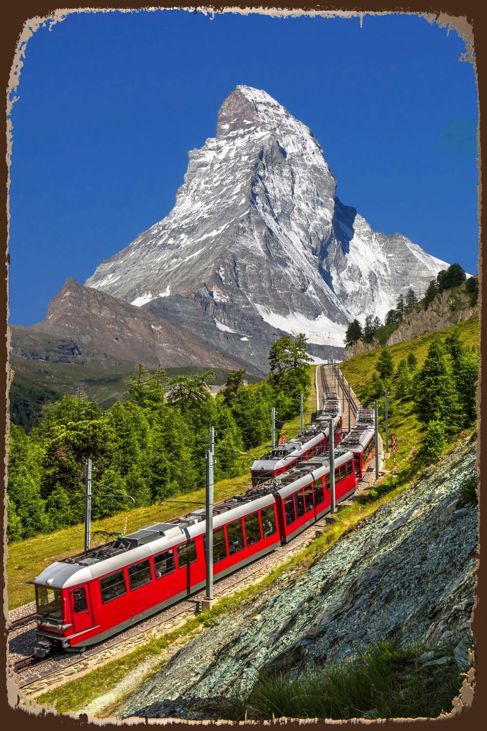 queence Metallbild »Matterhorn Express«, Schriftzüge, (1 St.), Stahlschilder