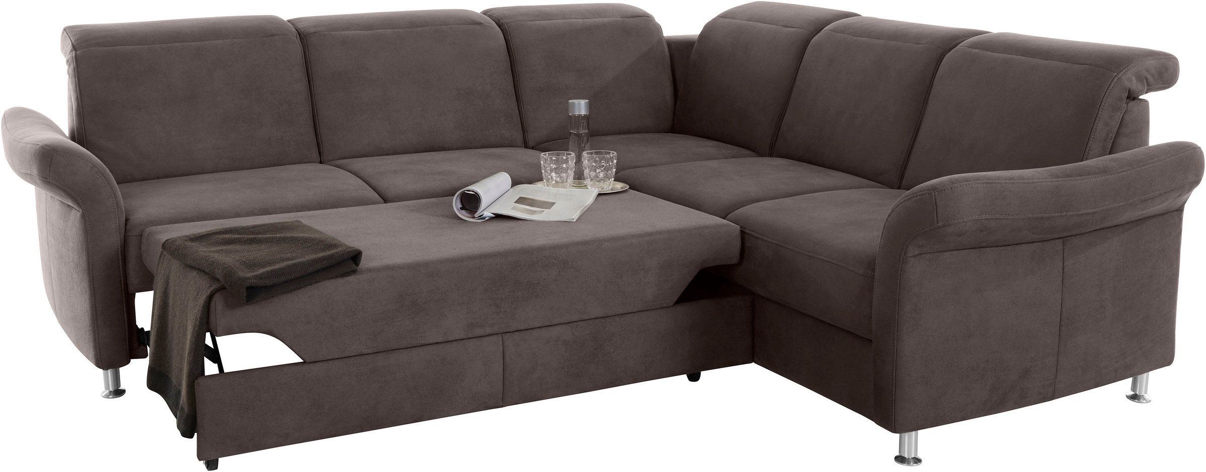sit&more Ecksofa »Darwin L-Form«, inklusive Federkern, wahlweise mit Kopfteilverstellung, Bettfunktion