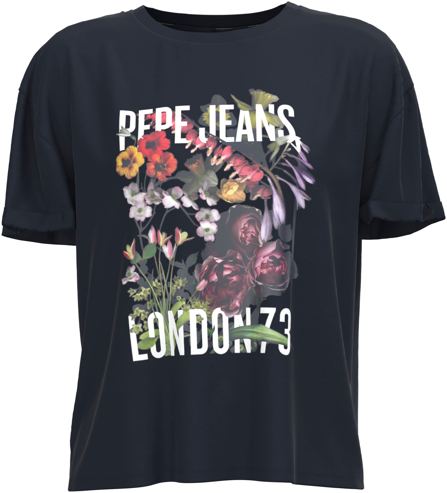 online markentypischem Frontprint mit bei oversized T-Shirt, Pepe in tollem und Jeans Passform