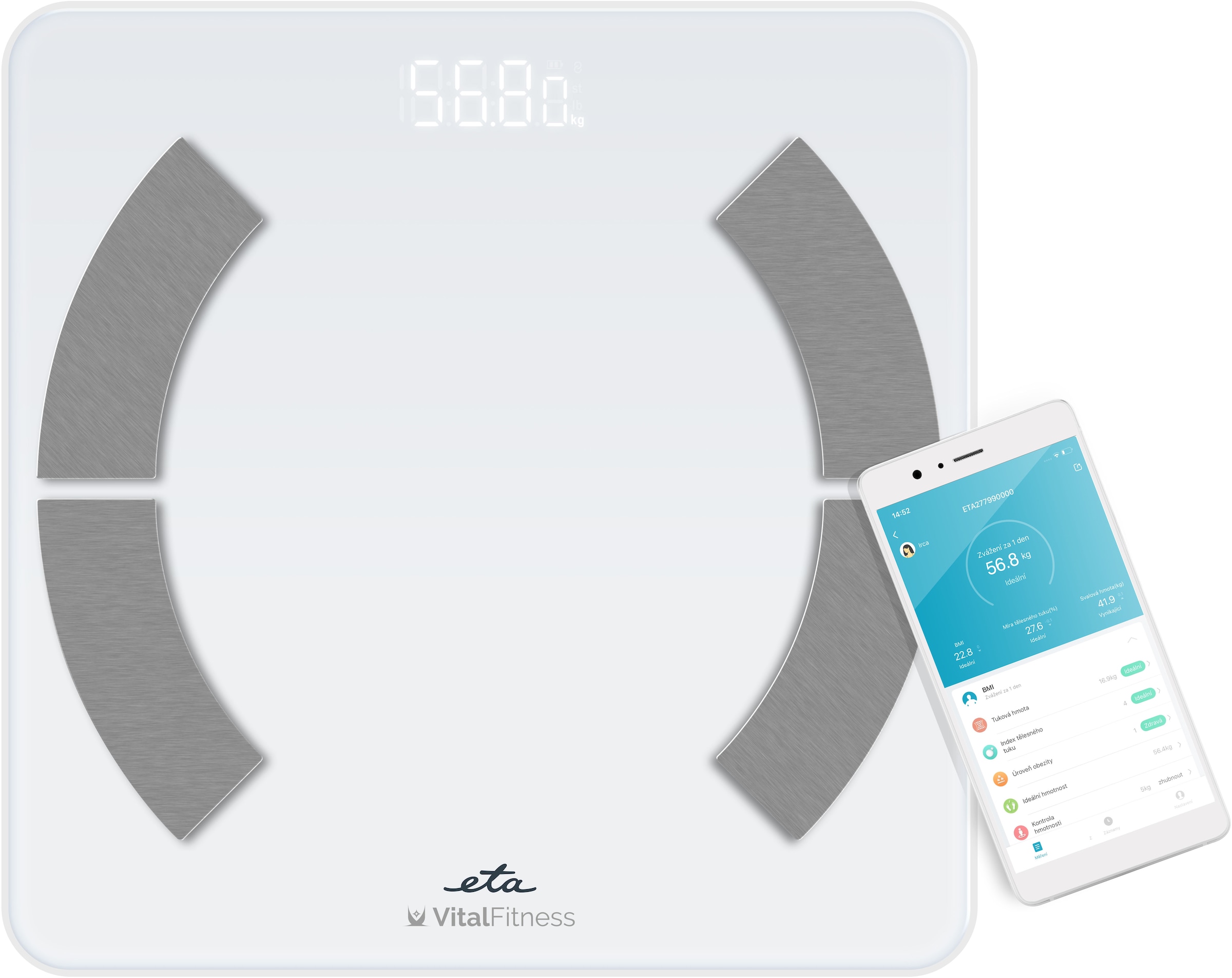 eta Körper-Analyse-Waage »ETA Vital Fitness«, Smart-Körperwaage mit App und 18 Analysewerten, 180 kg Tragkraft