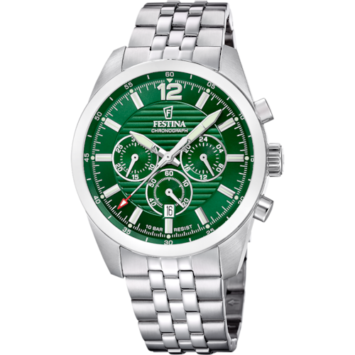 Festina Chronograph »Timeless Chronograph« Quarzuhr, Armbanduhr, Herrenuhr, Edelstahlarmband, Analog, Tag