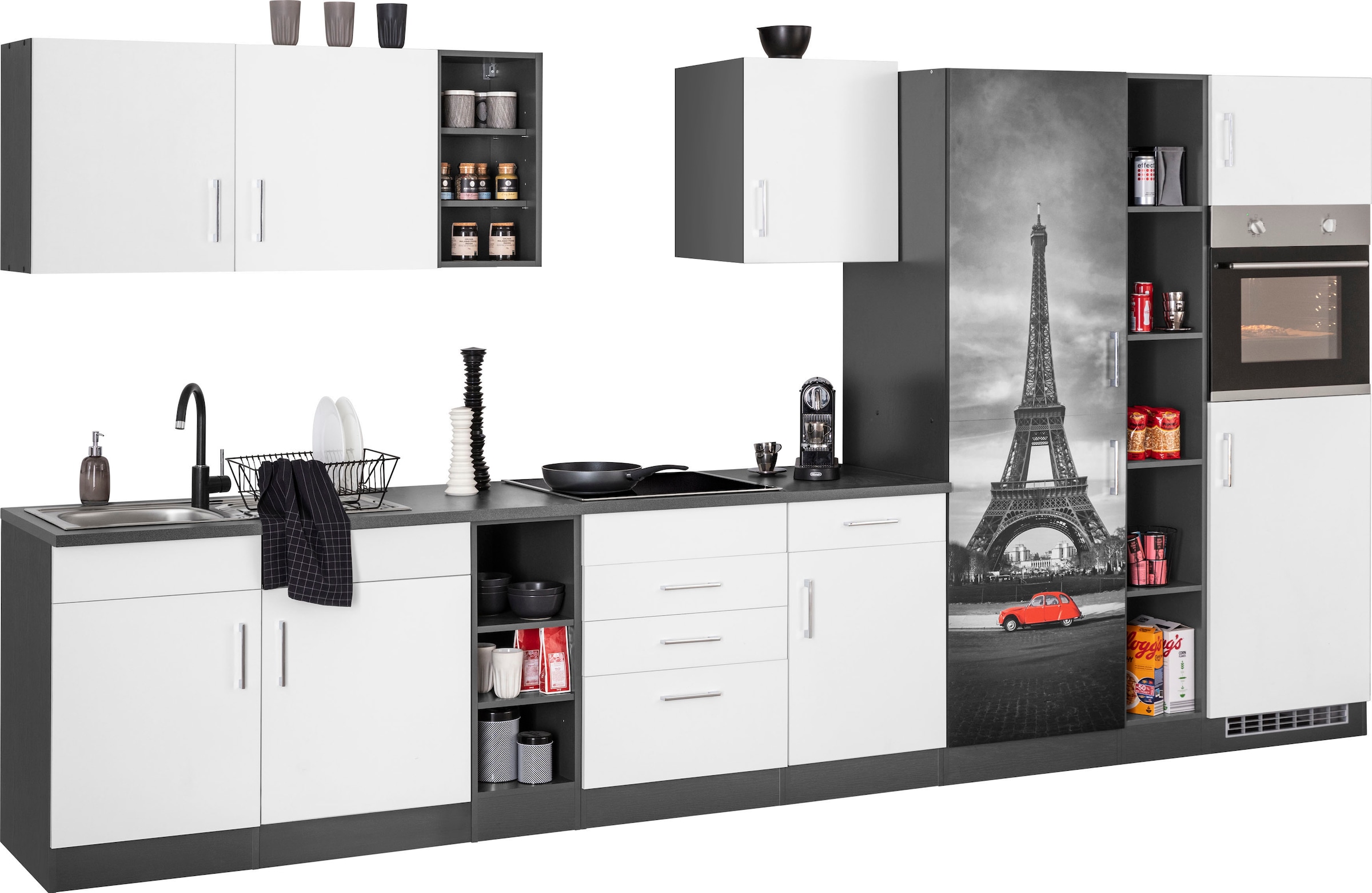 HELD MÖBEL Küchenzeile »Paris«, ohne E-Geräte, Breite 390 cm