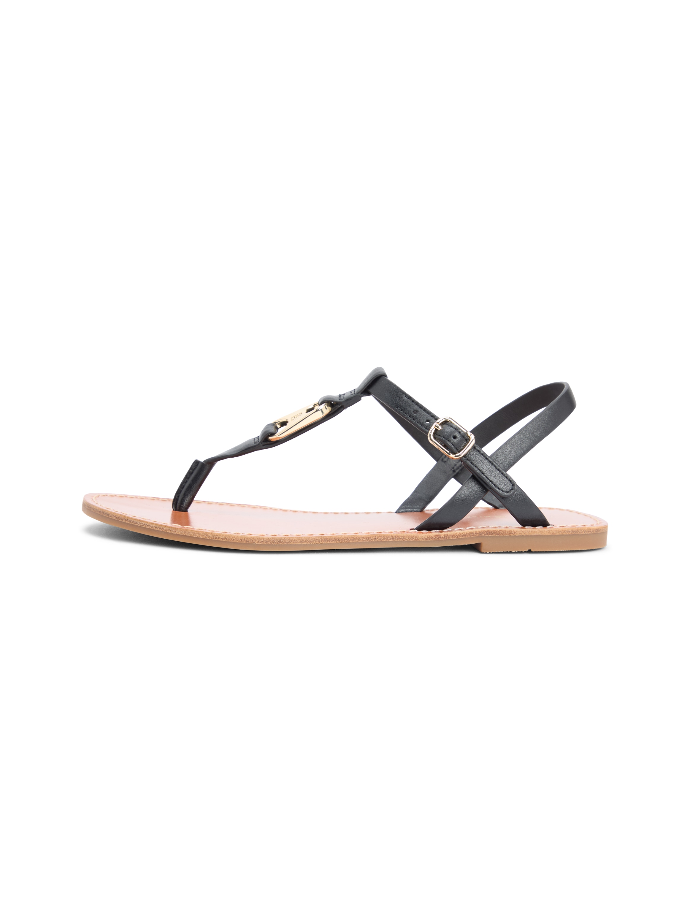 Tommy Hilfiger Riemchensandale »LEATHER THONG SANDAL«  Sommerschuh, Sandalette mit Schmucklogo