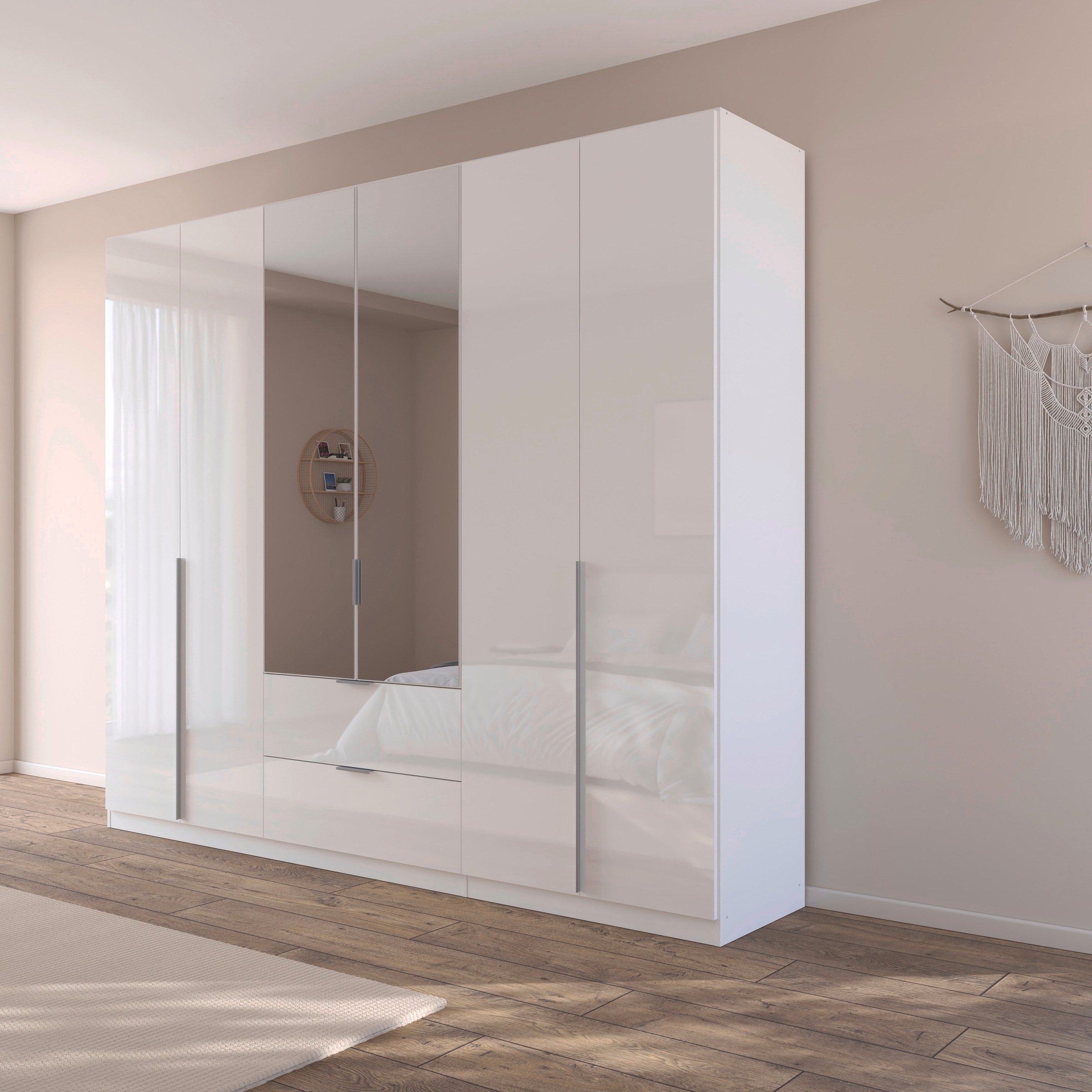 rauch Drehtürenschrank »Kleiderschrank Schrank Garderobe AGORDO mit Dekor- oder Hochglanzfront«, (in zwei Griff-Farben mit Dekor- oder Hochglanzfront), mit Außenschubkästen, in 6 Breiten und 2 Höhen MADE IN GERMANY