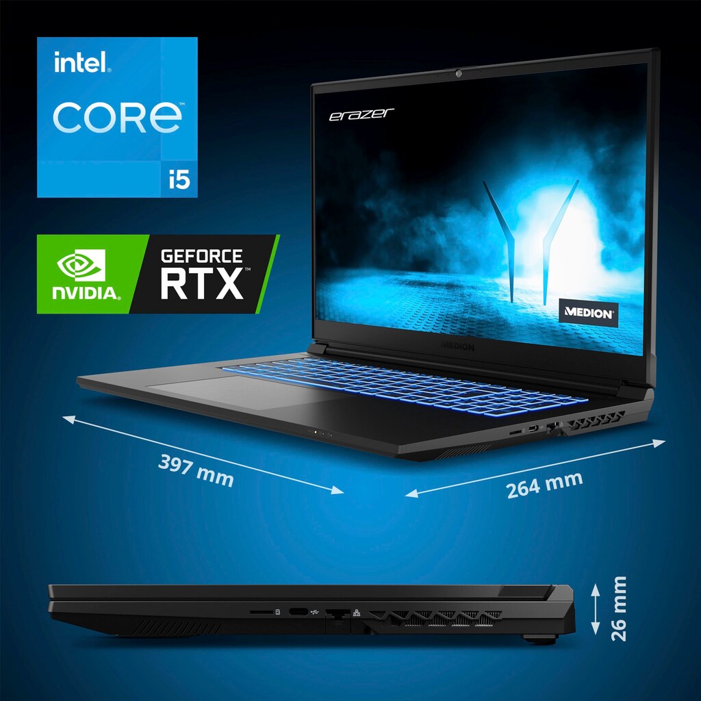 Medion® Gaming-Notebook »Scout E10 i5-12450H 43,94cm (P)«, 43,9 cm, / 17,3 Zoll, Intel, Core i5, GeForce RTX 3050 Ti, 512 GB SSD