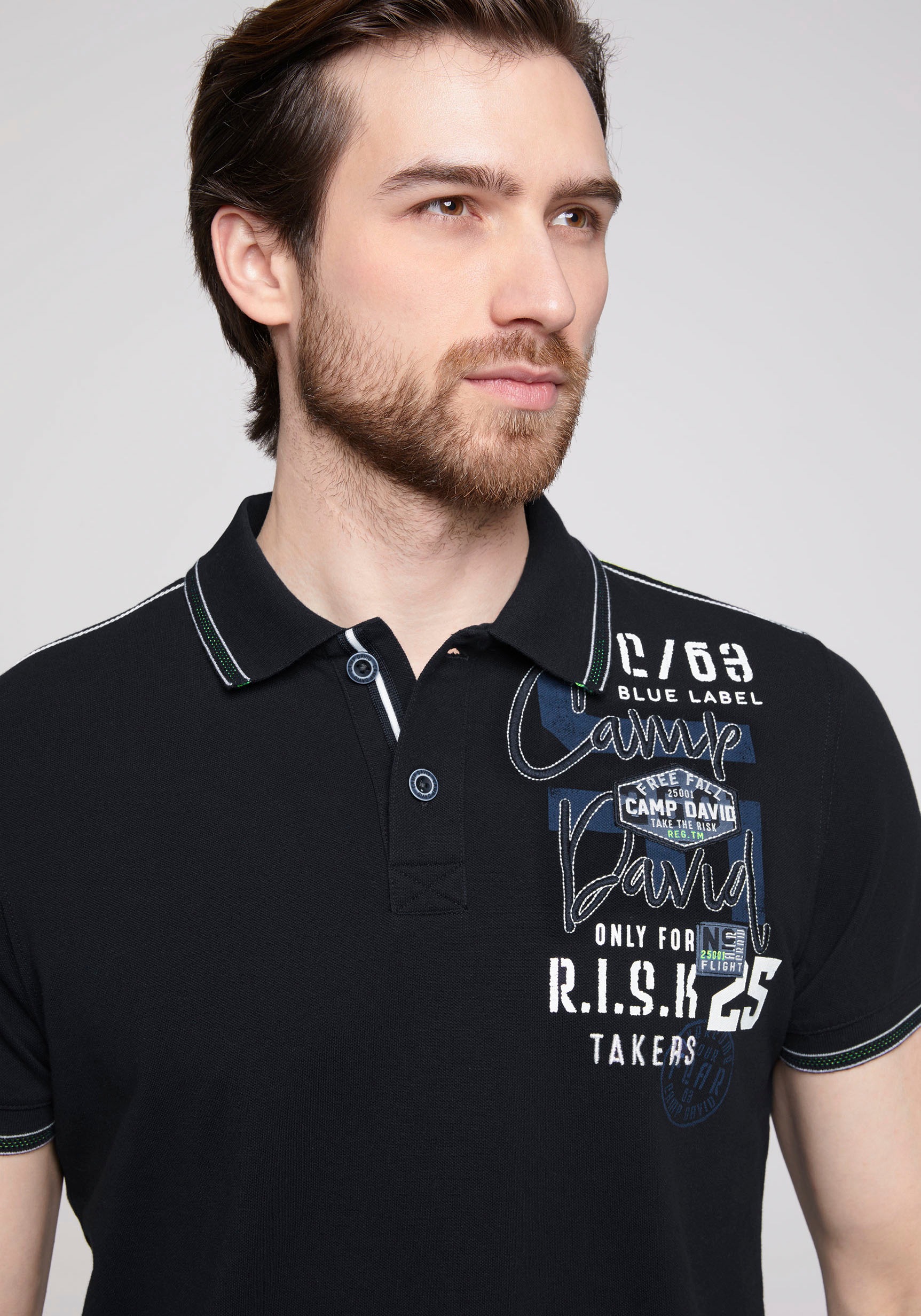 CAMP DAVID Poloshirt, mit Kontrastnähten auf den Schultern