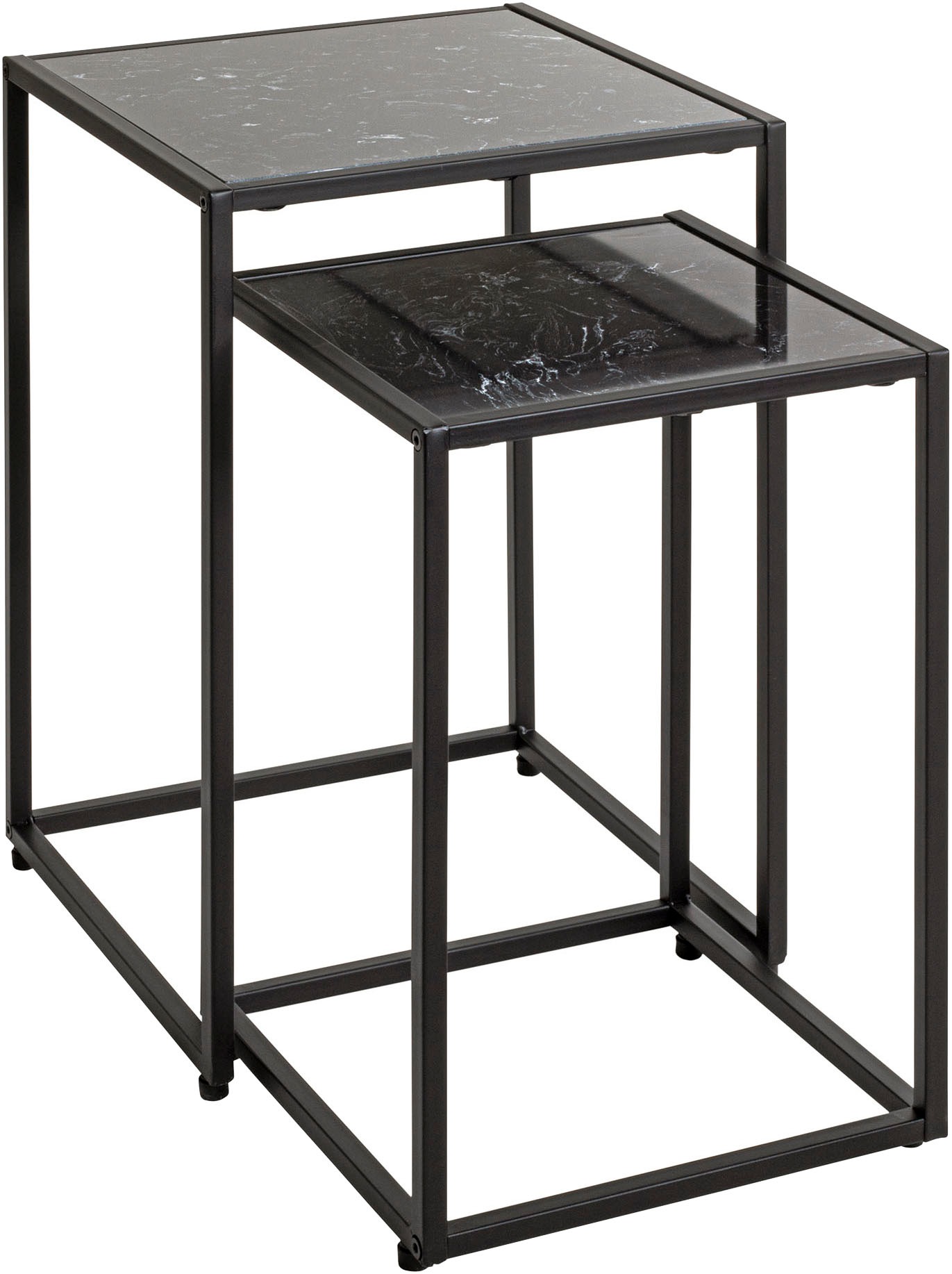 HAKU Beistelltisch »Sofatisch, Wohnzimmertisch« Set, 2er Set, 2 Stk. tlg. quadratisch - aus Kunstmarmor Schwarz B/T/H 28/28/43 und 33/33/50 cm