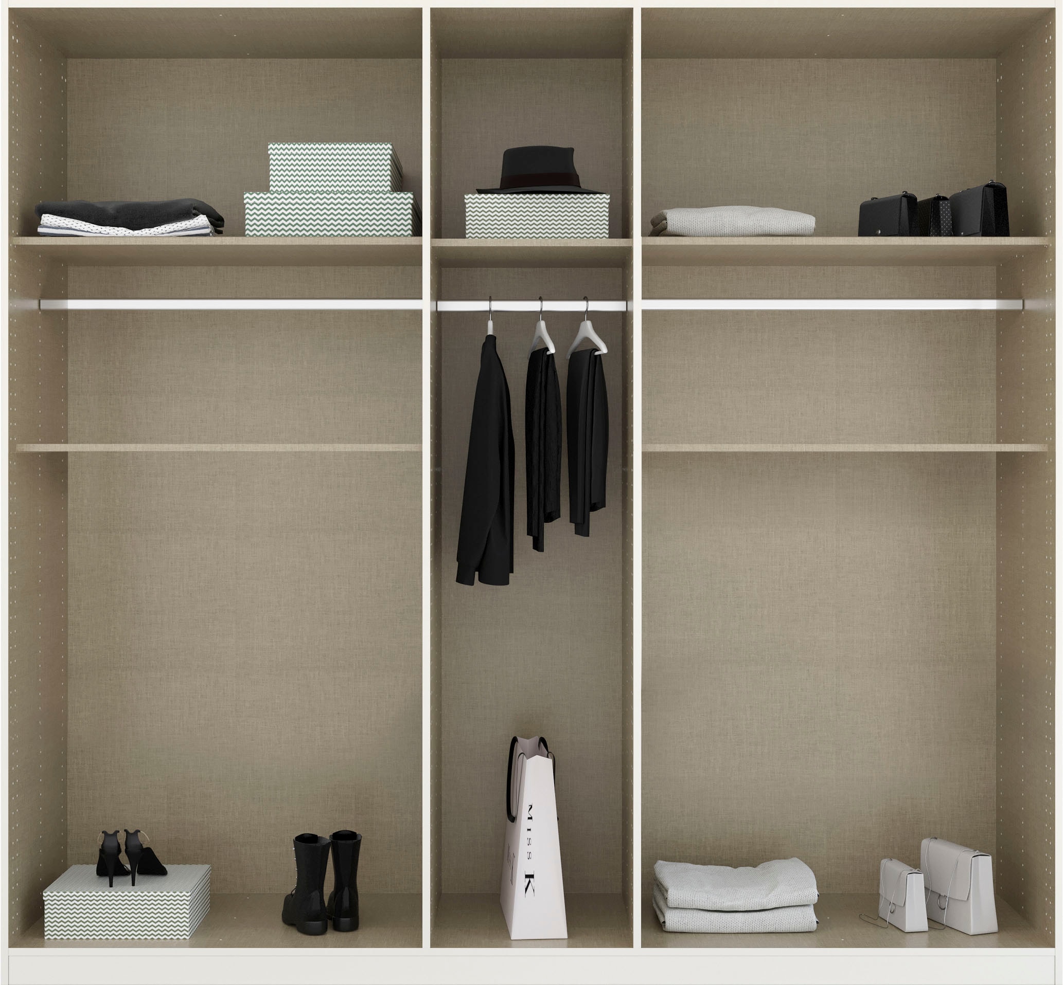 rauch Drehtürenschrank »Kleiderschrank Schrank Garderobe Wäscheschrank TICAO«, (Schubladen in der Höhe variabel positionierbar), mit 2 geräumigen Schubladen, viel Stauraum MADE IN GERMANY