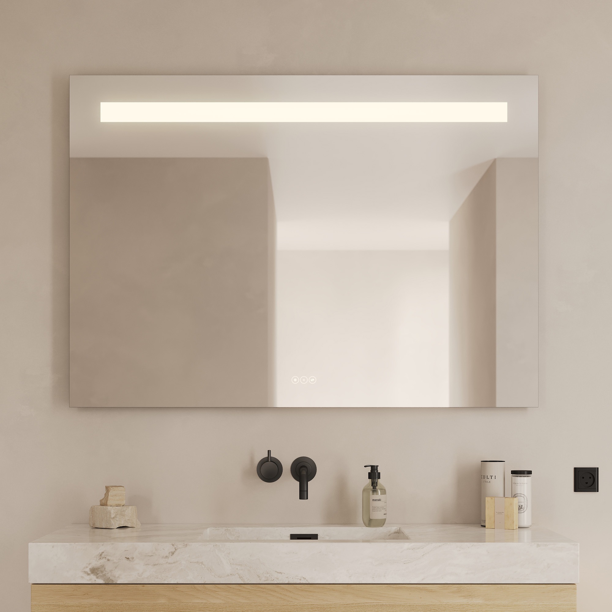 Loevschall Badspiegel »Lökken Quadratisch, Badzimmerspiegel mit LED Beleuch günstig online kaufen