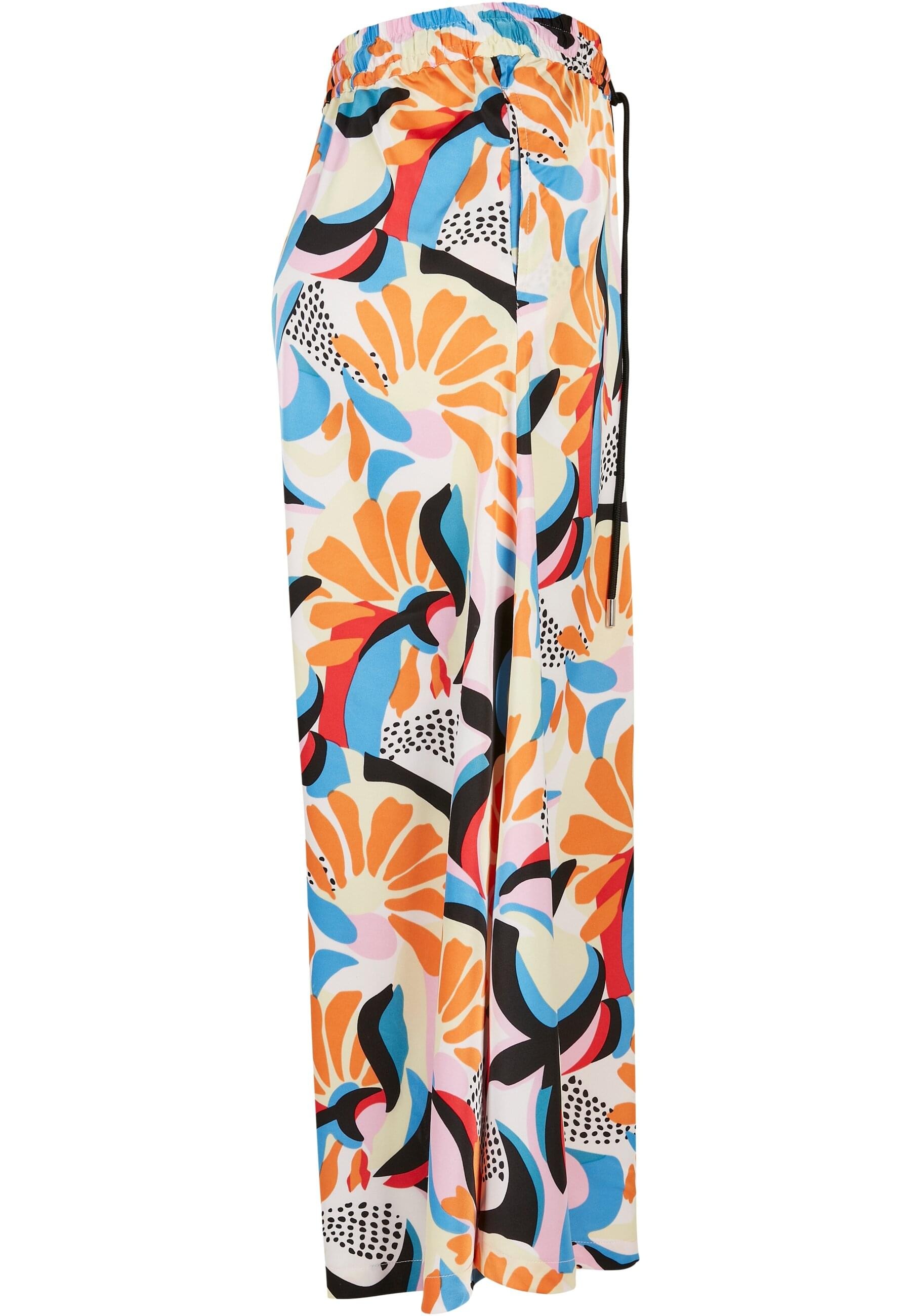 URBAN CLASSICS Jerseyrock »Urban Classics Damen Ladies AOP Satin Midi Skirt« 1 Stk.