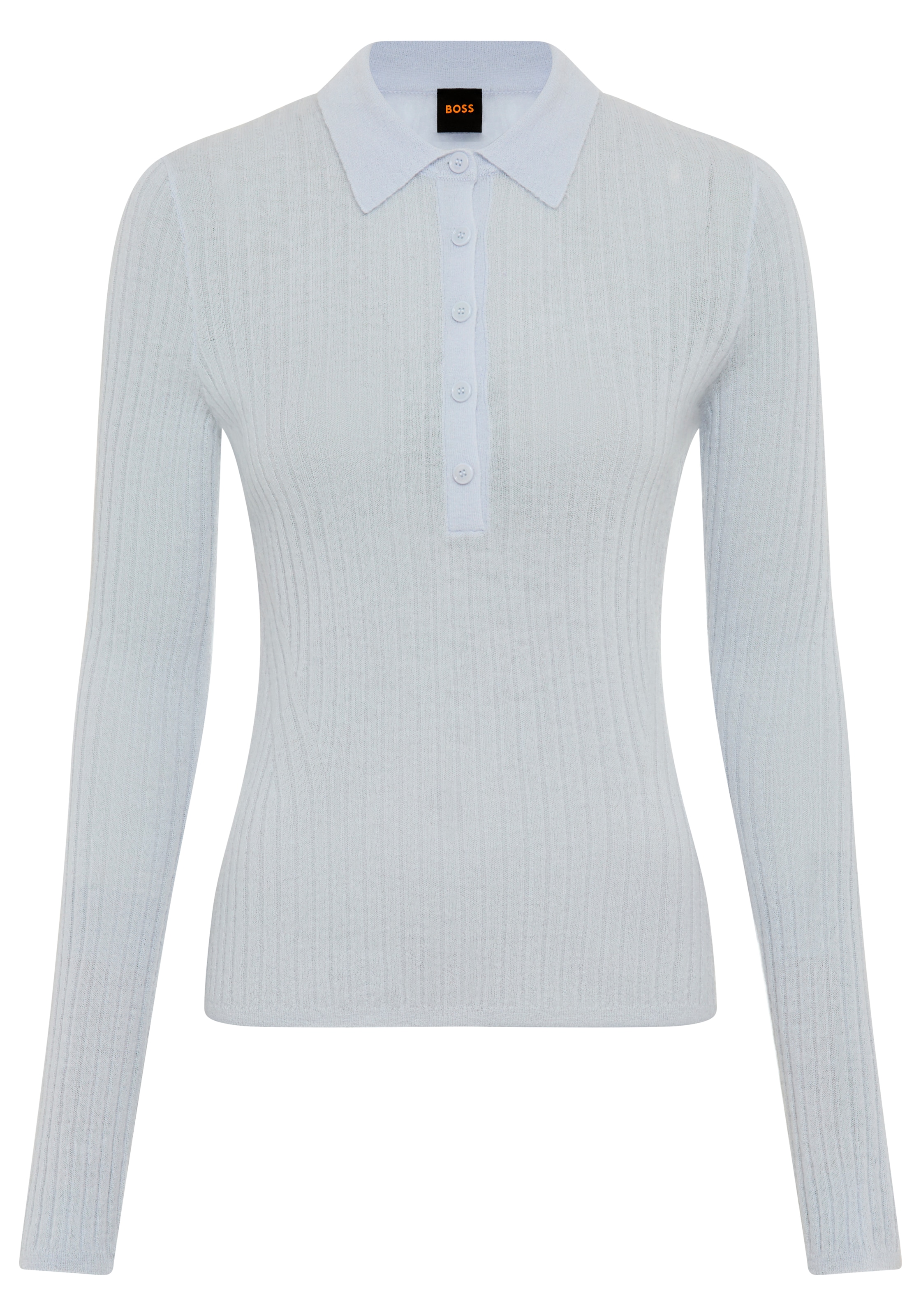 BOSS ORANGE Polokragenpullover »Fuganel Premium Damenmode« mit Knopfleiste, Rippstruktur