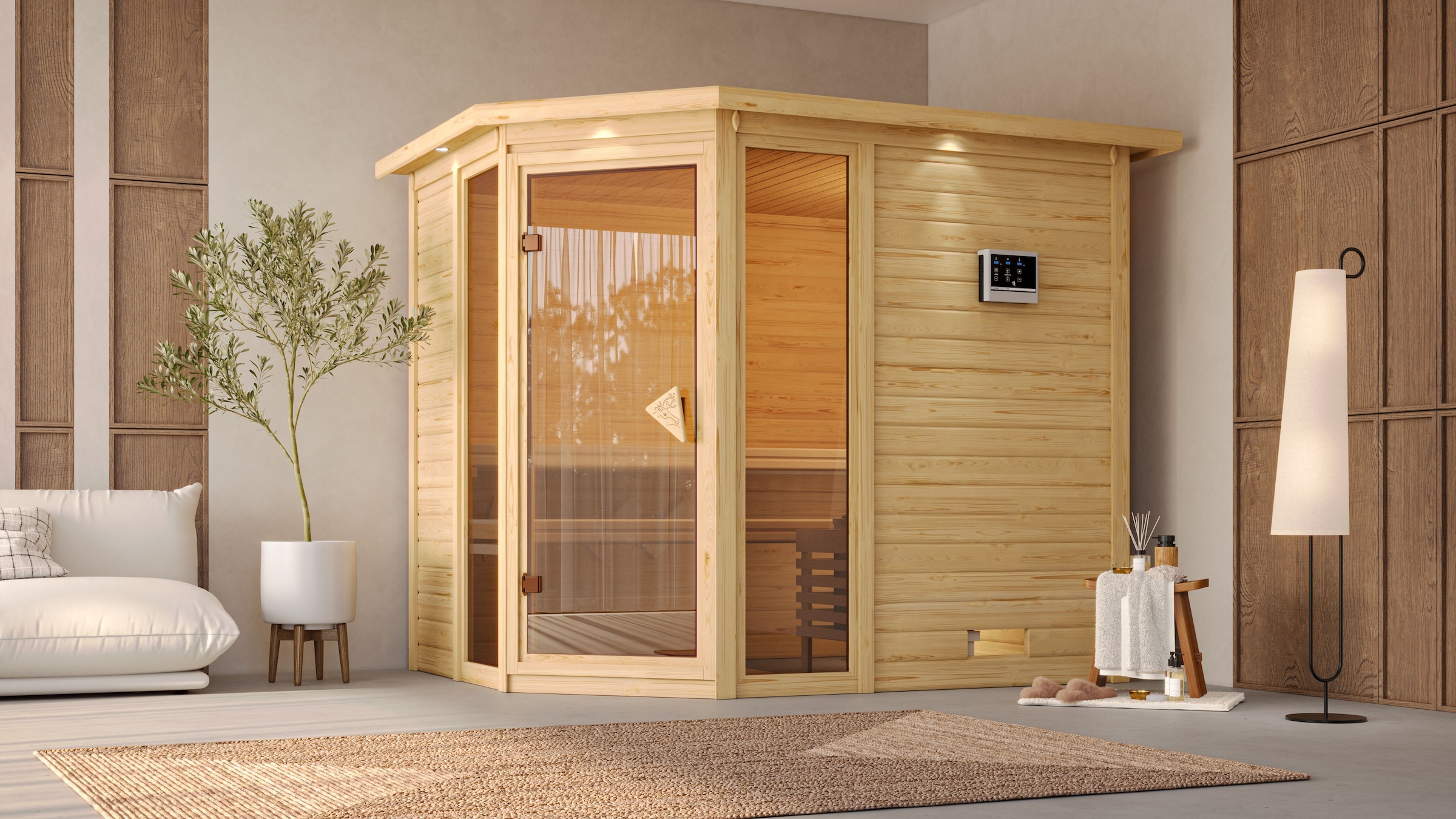Karibu Sauna »Sina 3« Set, 9-kW-Ofen mit externer Steuerung günstig online kaufen