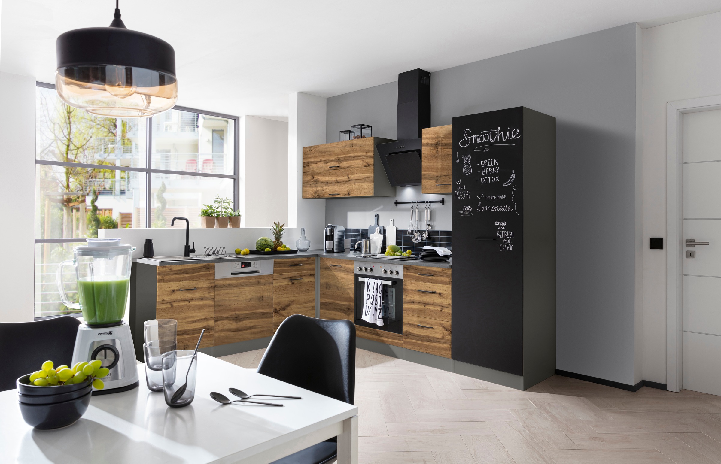 KOCHSTATION Winkelküche »KS-Trier«, mit E-Geräten, Stellbreite 220/270 cm