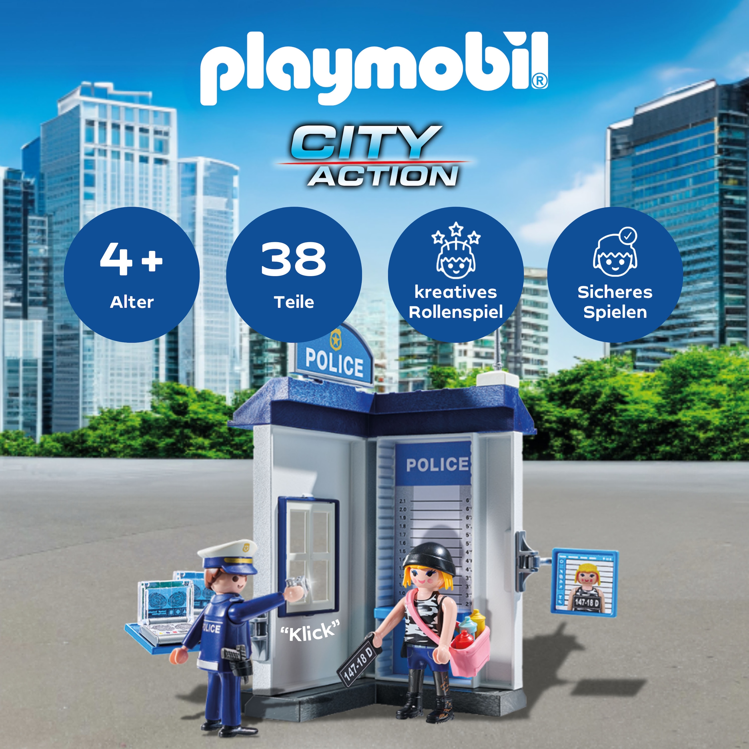 Playmobil® Konstruktions-Spielset »Polizei Ermittlungszimmer (71733), Playmobil Action Heroes«, (38 St.), Made in Europe