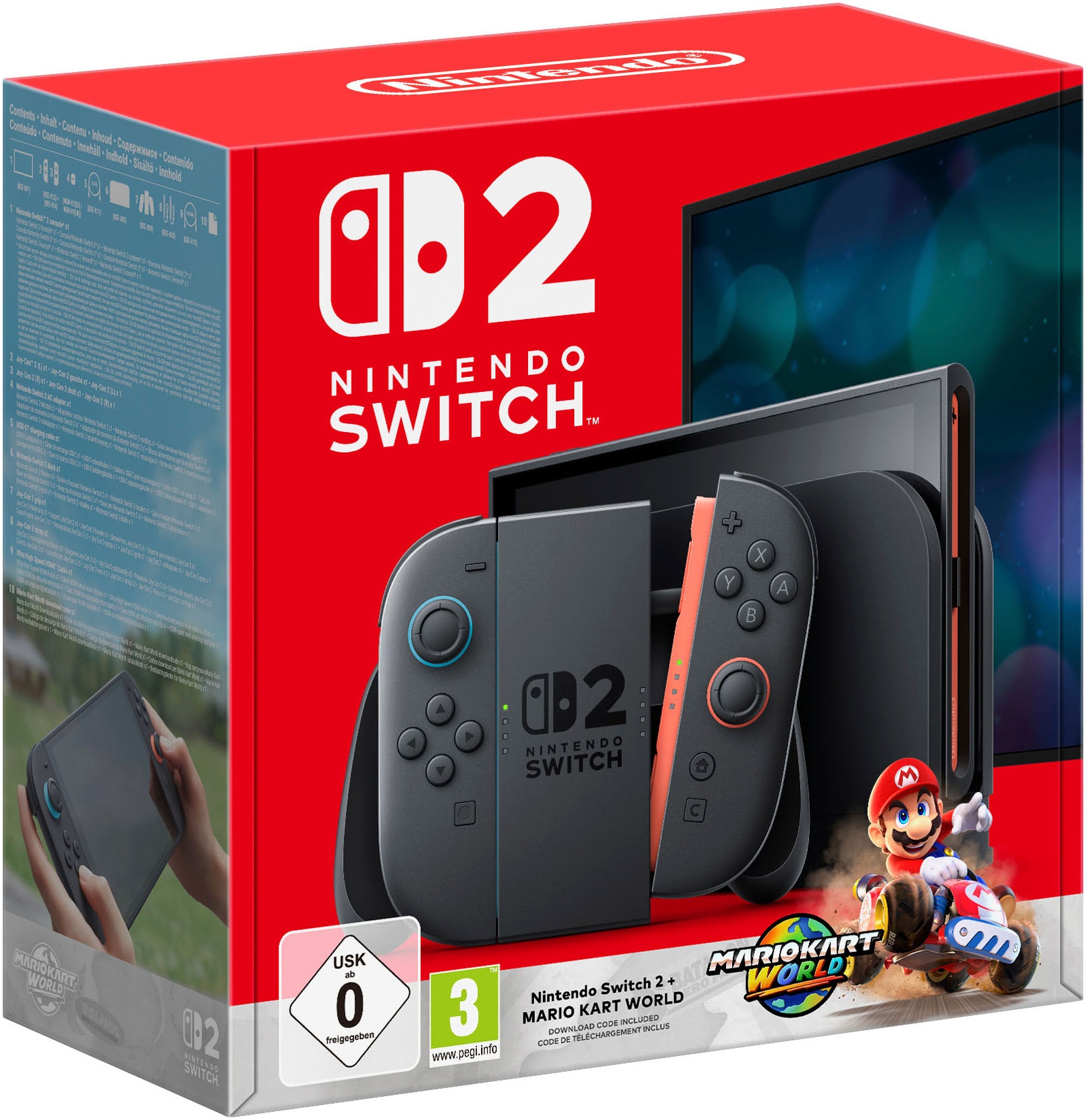 NINTENDO SWITCH 2 Spielekonsole »Switch 2 + Mario Kart World« 256 GB schwarz Stereo-Lautsprecher: Die unabhängige Gehäusestruktur ermöglicht eine...