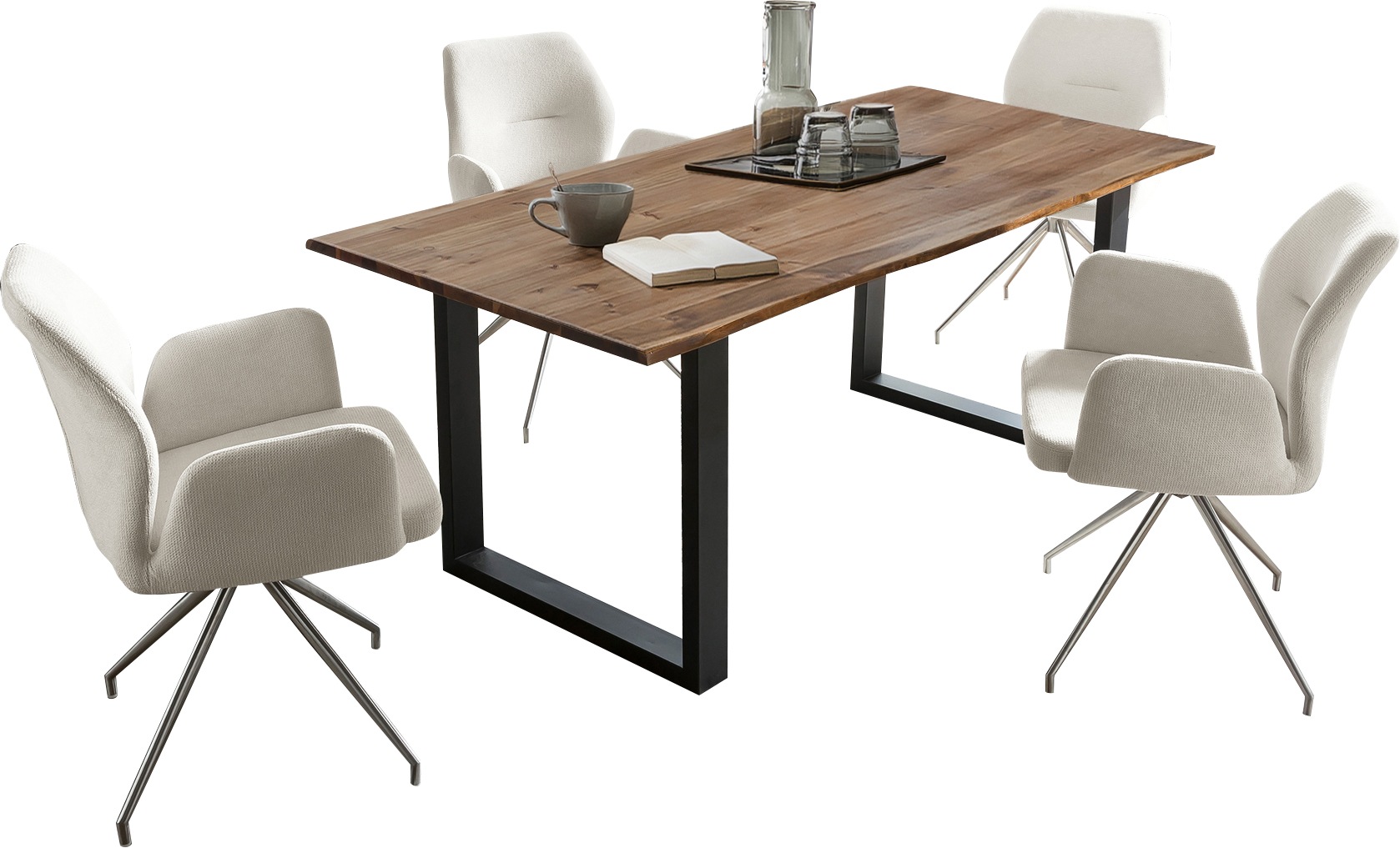SalesFever Essgruppe »Stilvolle Essgruppe«, (Set, 5 tlg.), Tischplatte behandelt mit OSMO Hartwachs-Öl in seidenmattem Finish