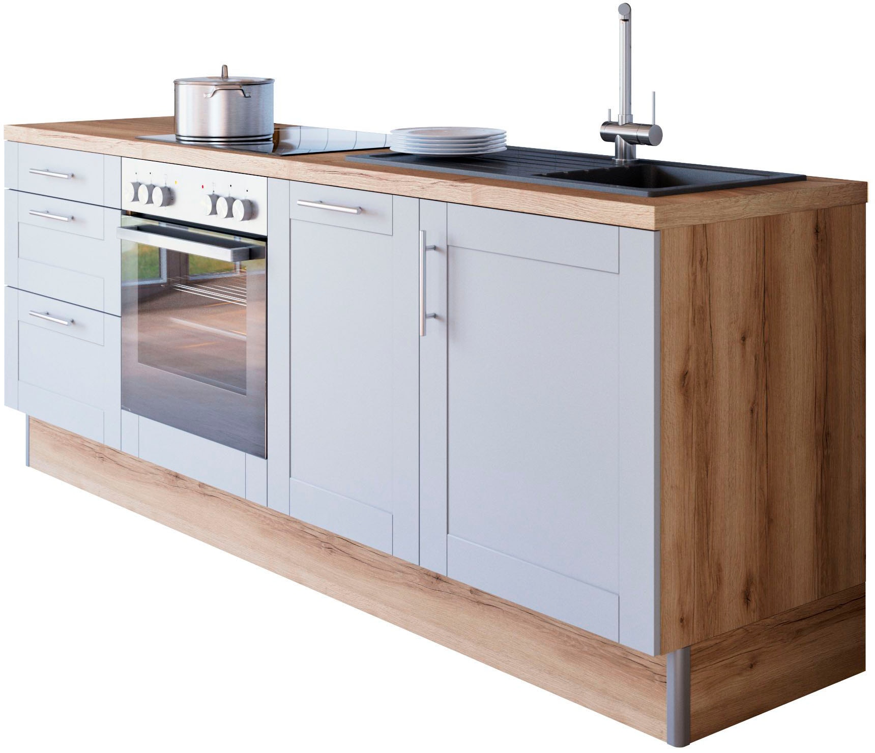OPTIFIT Küche »Ahus«, 225 cm breit, ohne E-Geräte, Soft Close Funktion