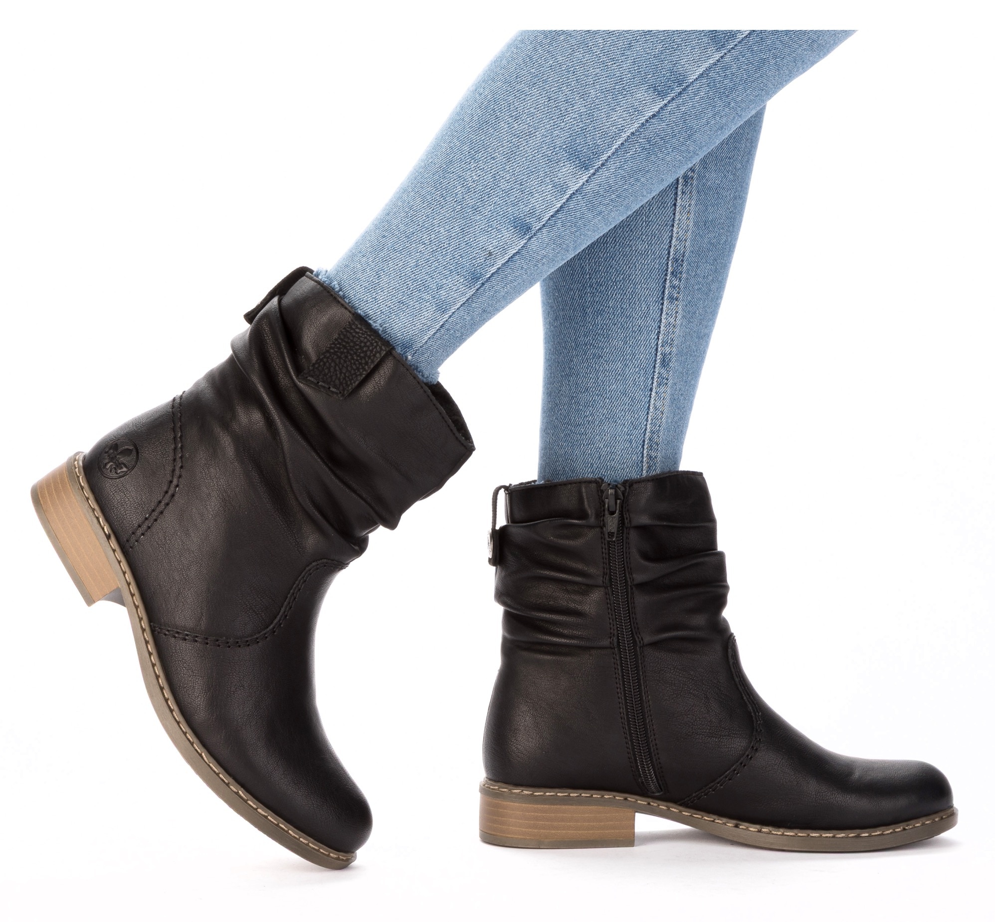 Rieker Winterboots, Winterstiefelette, Blockabsatz, Warmfutter, geraffter slouchy Schaft