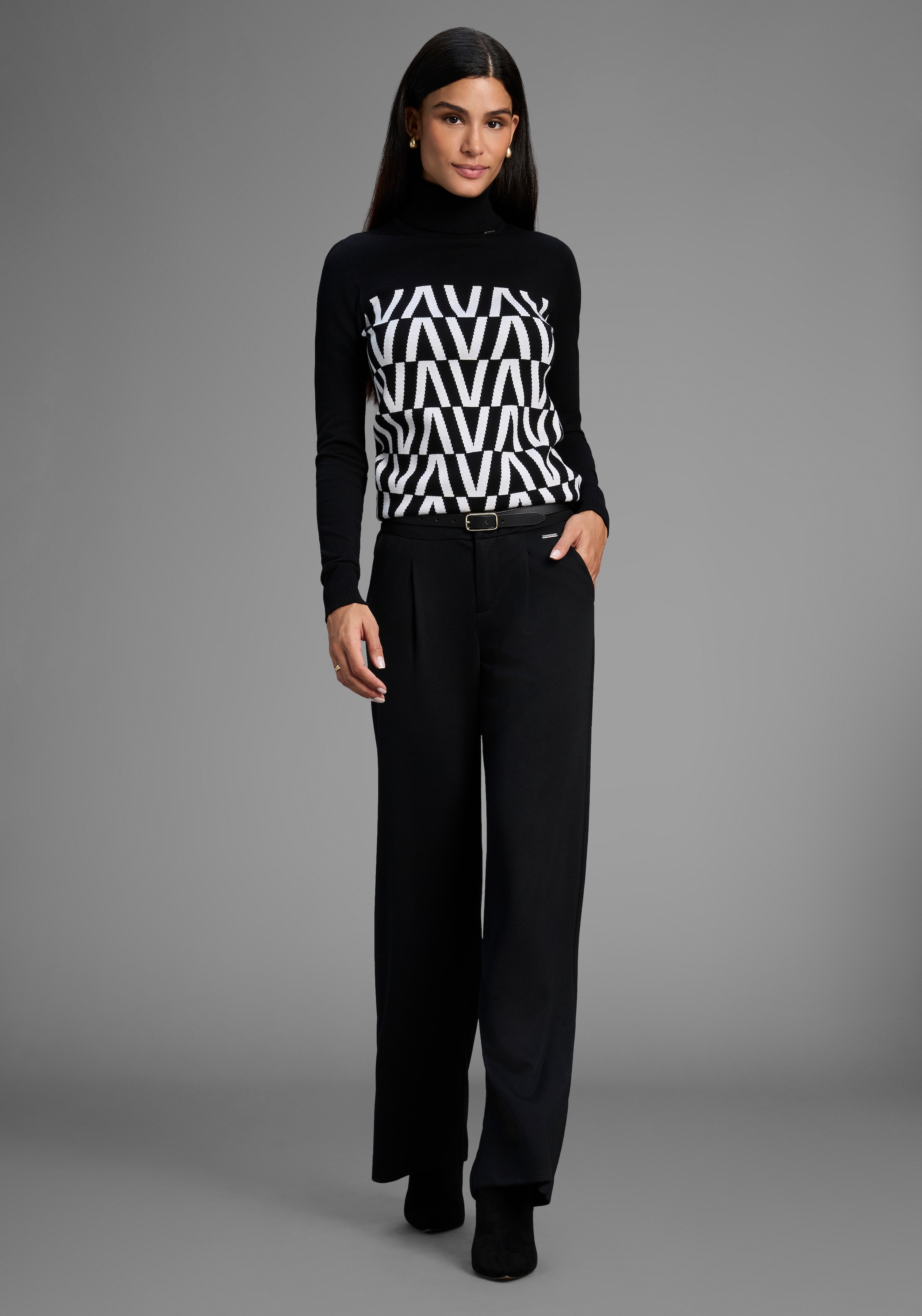 Bruno Banani Stehkragenpullover, in grafischem Strickmuster - NEUE KOLLEKTION