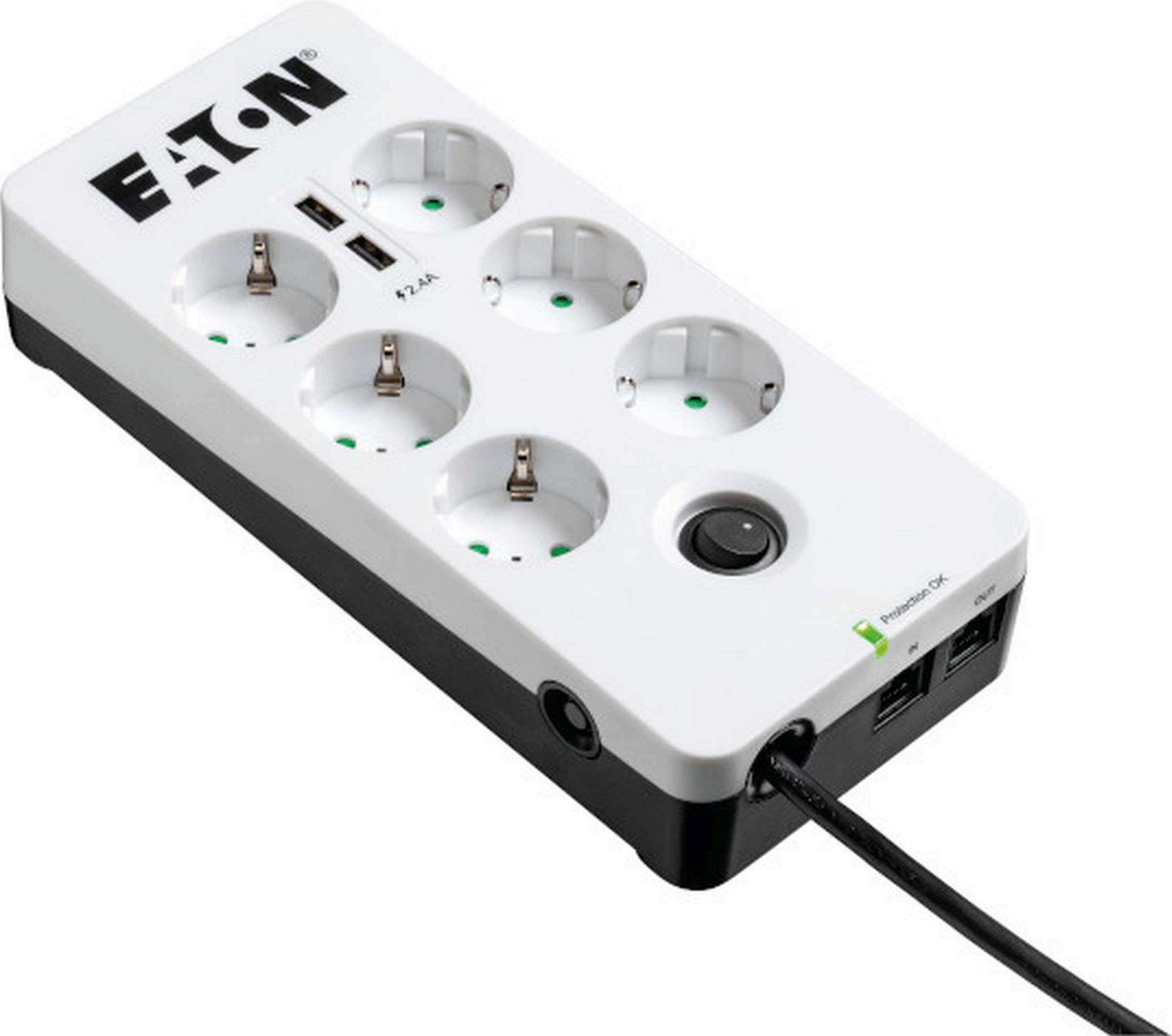 EATON kaufen DIN«, (Ein- Ausschalter-LED-Statusanzeige Raten m) Tel@ Mehrfachsteckdose Überspannungsschutz USB Box auf 6 1,5 / »Protection Kabellänge 6-fach,