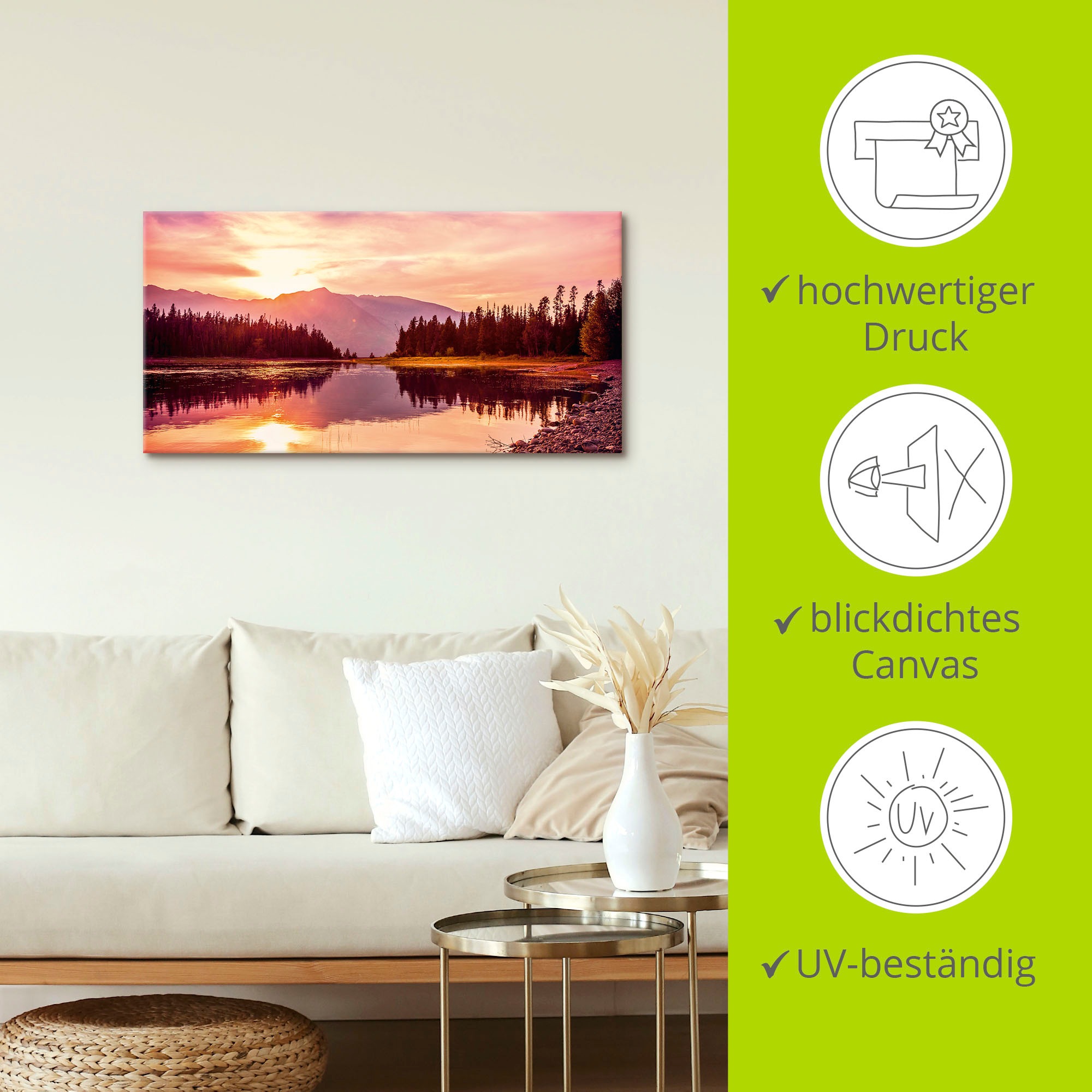 Wandbild »Grand Teton Gebirge bei Sonnenuntergang«, Sonnenaufgang & -untergang (1...