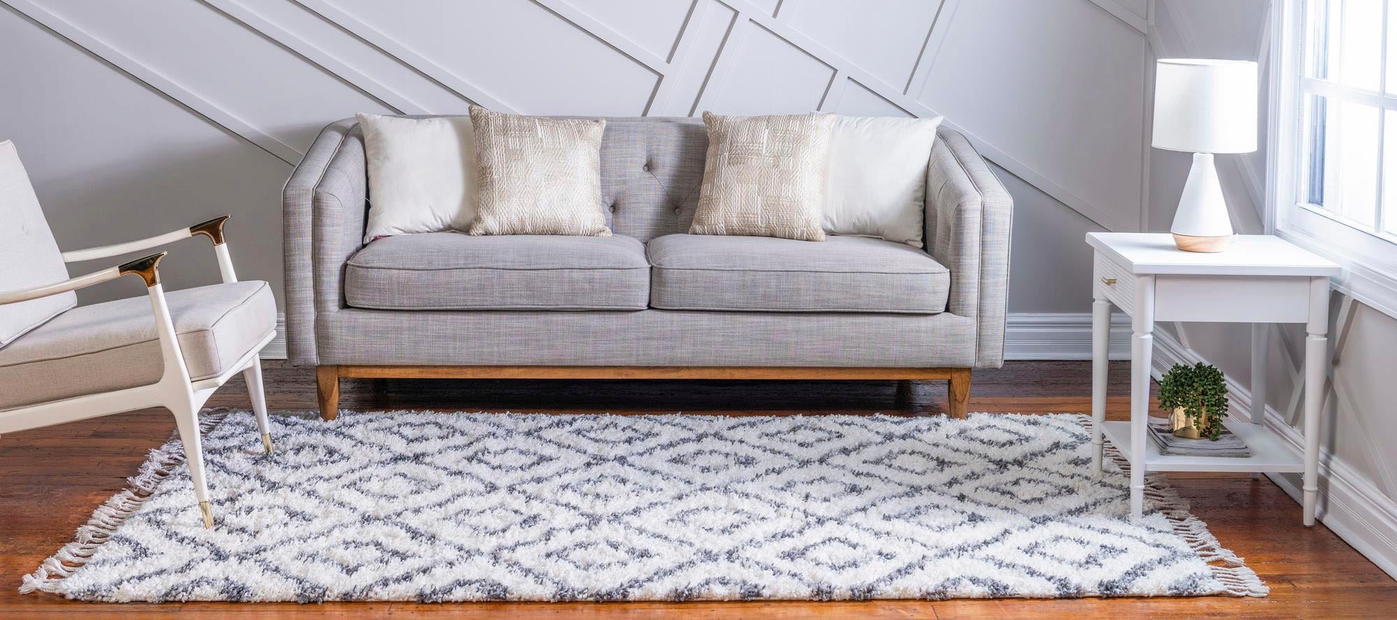 Myflair Möbel & Accessoires Hochflor-Teppich »Top Shag, LAGERRÄUMUNG!«, rechteckig, 32 mm Höhe, gewebt, Rauten Design, melierte Optik, weich & kuschelig, mit Fransen