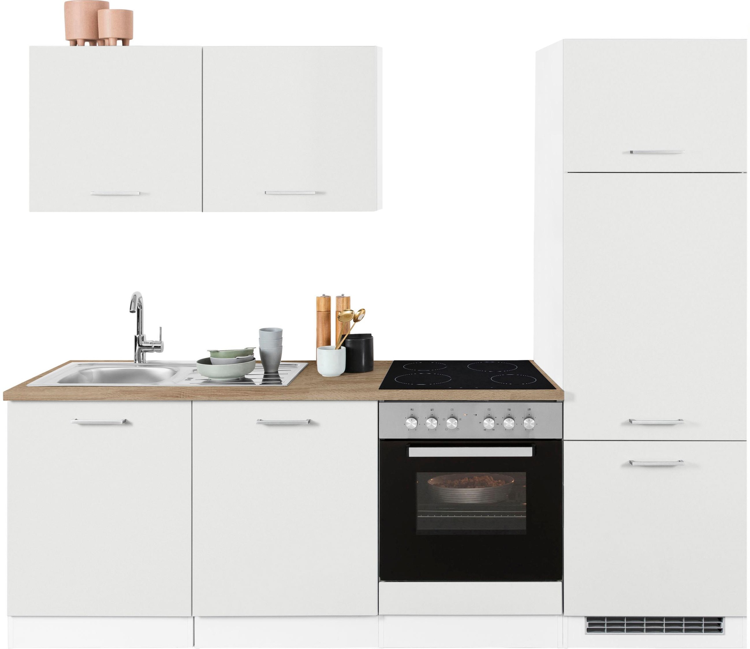 KOCHSTATION Küchenzeile »KS-Visby«, mit E-Geräten, Breite 240 cm inkl. Kühlschrank