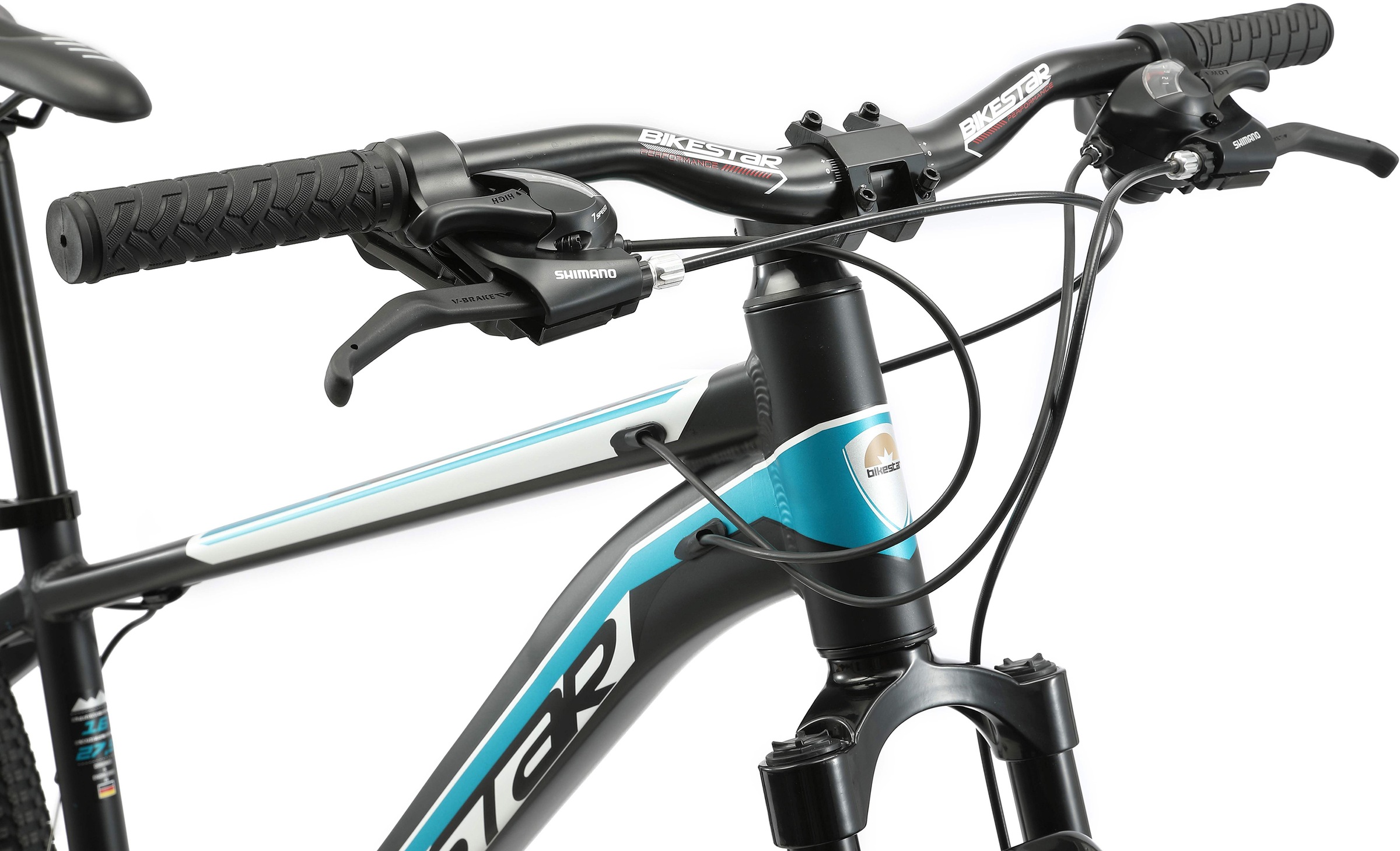 Bikestar Mountainbike, 21 Gang, Shimano, RD-TY300 Schaltwerk, Kettenschaltung, für Damen und Herren, Kettenschaltung