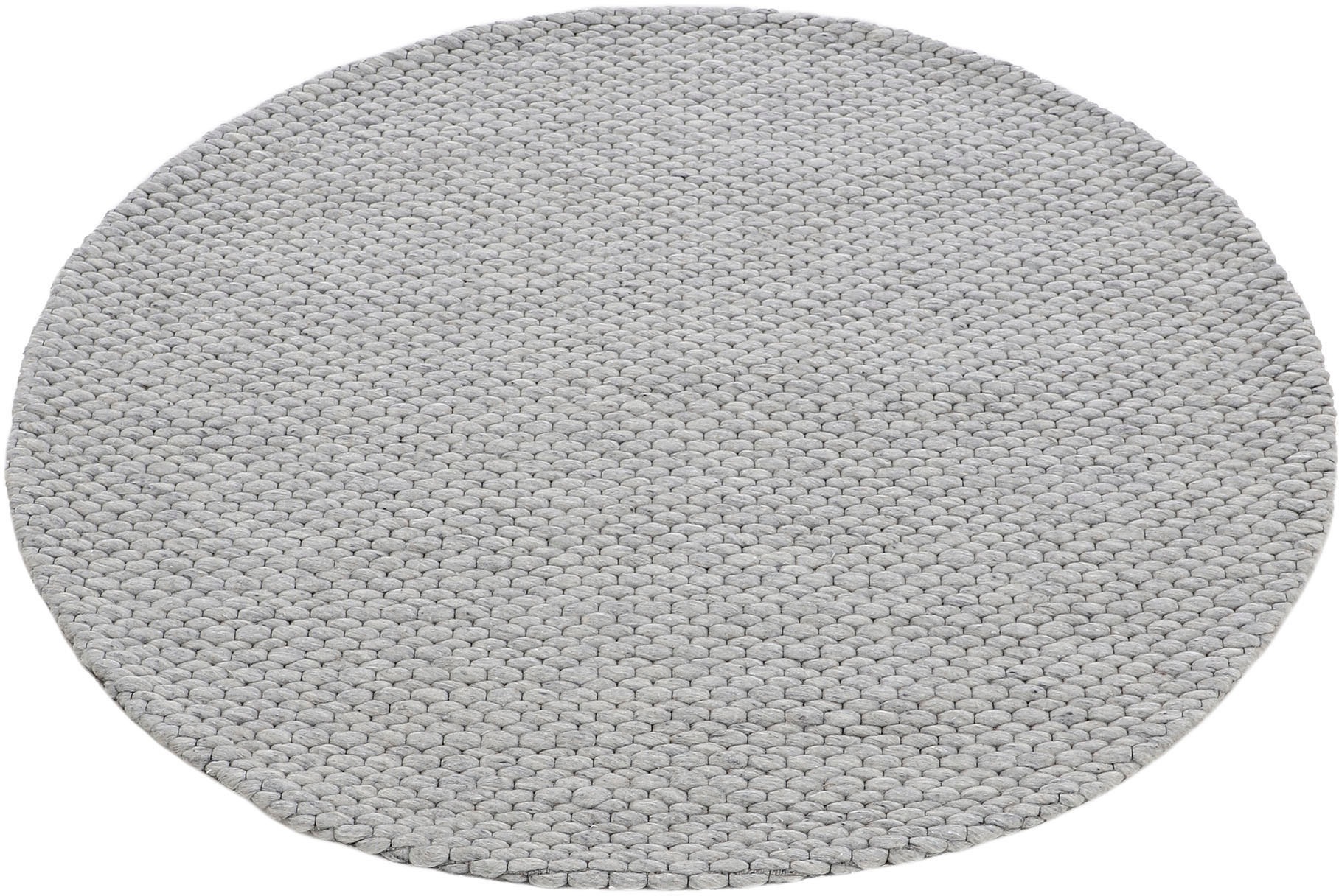 carpetfine Wollteppich »Sina«, rund, 14 mm Höhe, grobe Struktur, Zeitloses Design, reine Wolle, Wohnzimmer