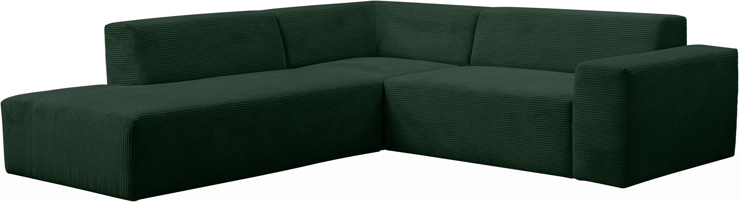 WERK2 Ecksofa »Zeus-M, tolles Sofa mit schönen Details, L-Form«, Curvy Trend Garnitur, urbane Optik, komfortable Wellenunterfederung