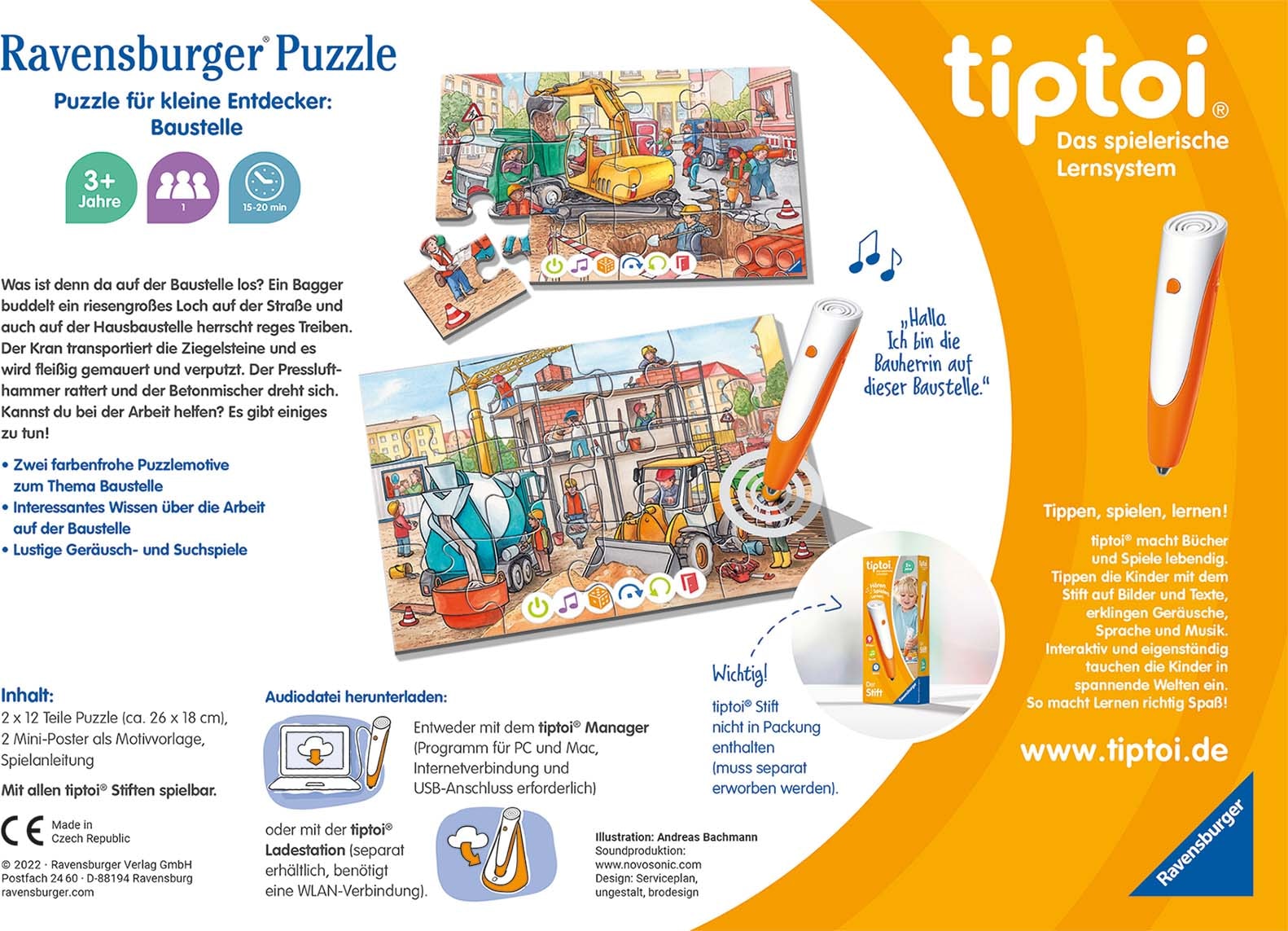 Ravensburger Puzzle »tiptoi® Puzzle für kleine Entdecker: Baustelle«, Made in Europe