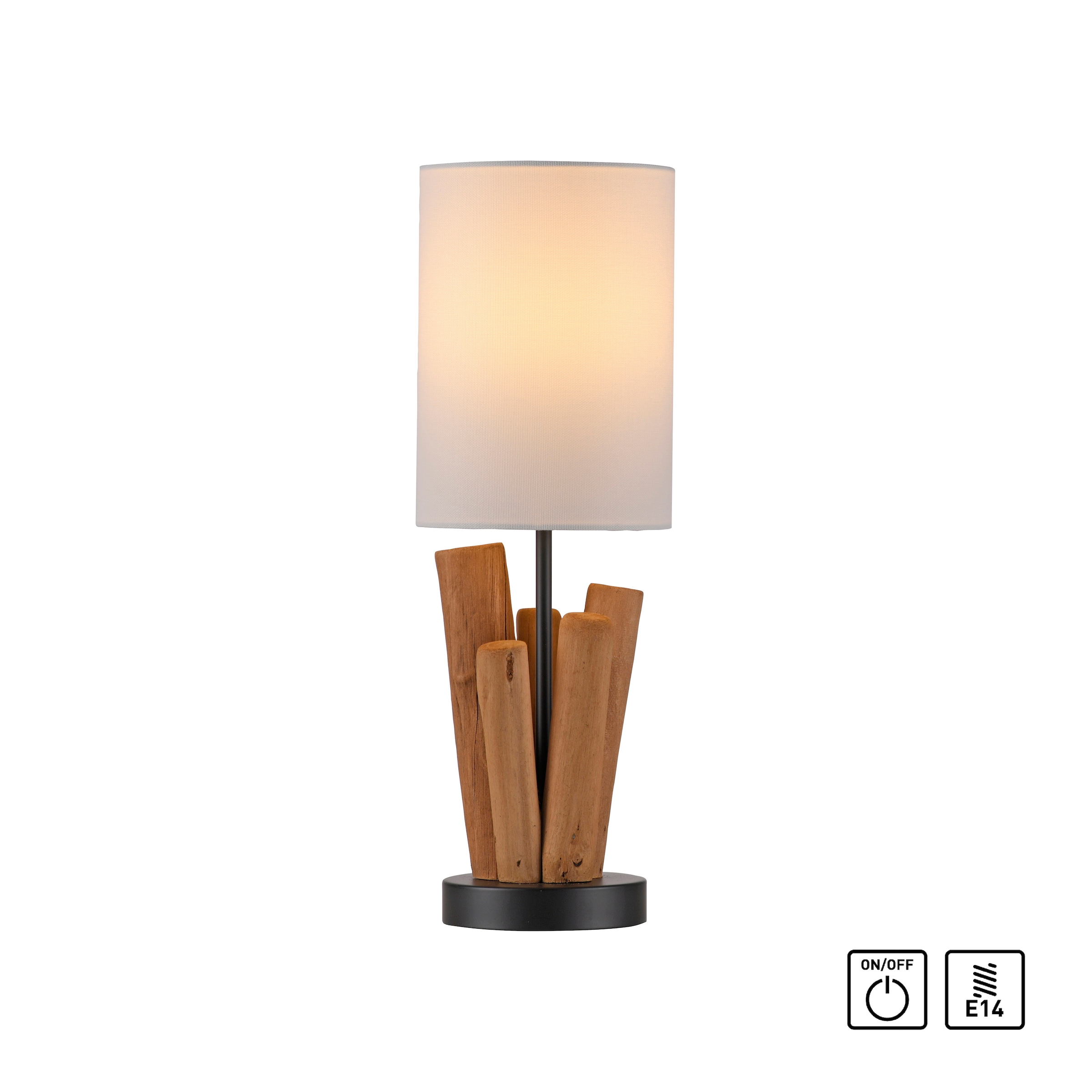 OTTO home Tischleuchte »Heddle« E14 1 Stk. Holz - Optik, Vintage Style, Schnurschalter, Tischlampe