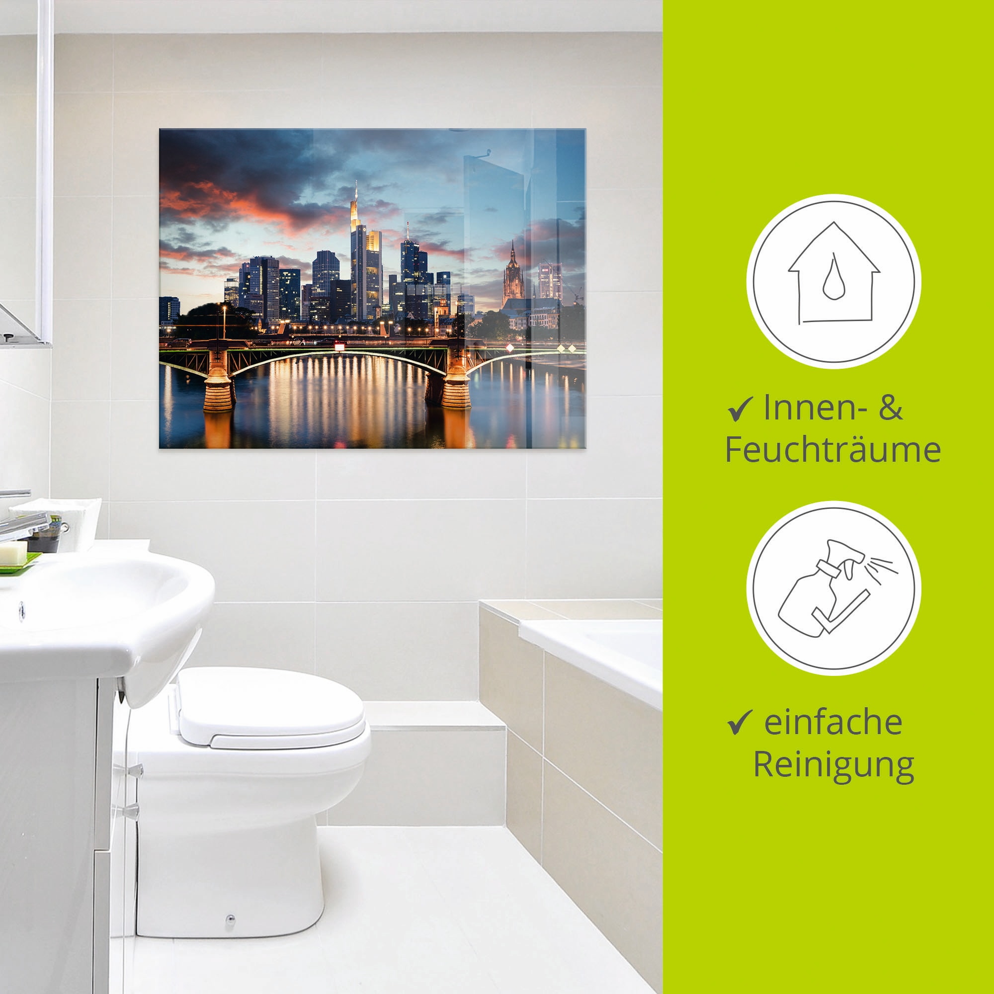 Artland Glasbild »Frankfurt am Main Skyline II«, Deutschland, (1 St.), in verschiedenen Größen