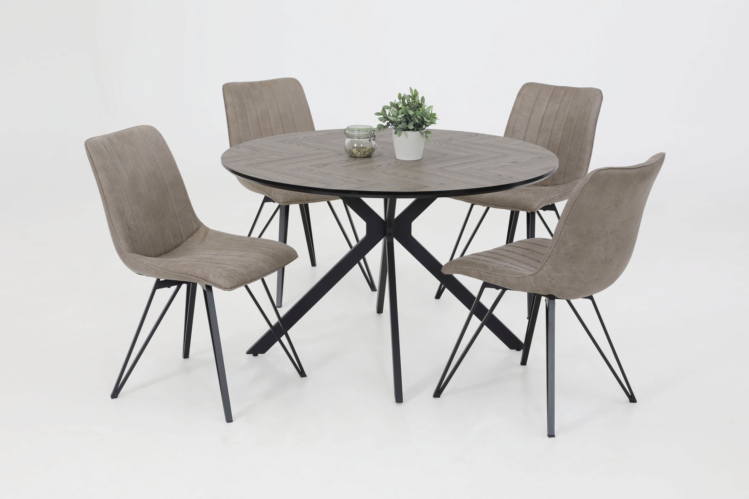 HELA Esstisch »PETRA« 1 Stk. tlg. rund, Schweizer Kante, MDF, Fischgrät Nac günstig online kaufen